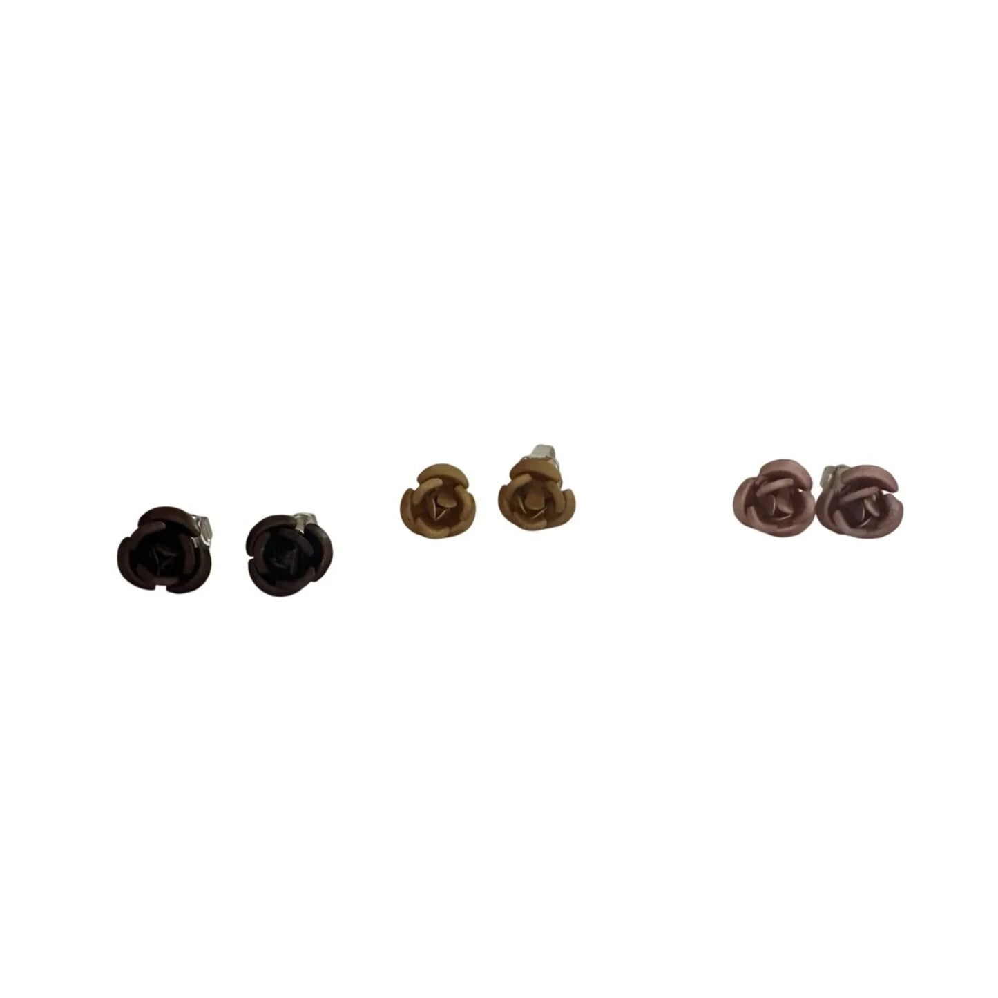 Three Pairs of Women's Rose Flower Stud Earrings with Backings on them - A+ Stuff - earrings - A+ Stuff