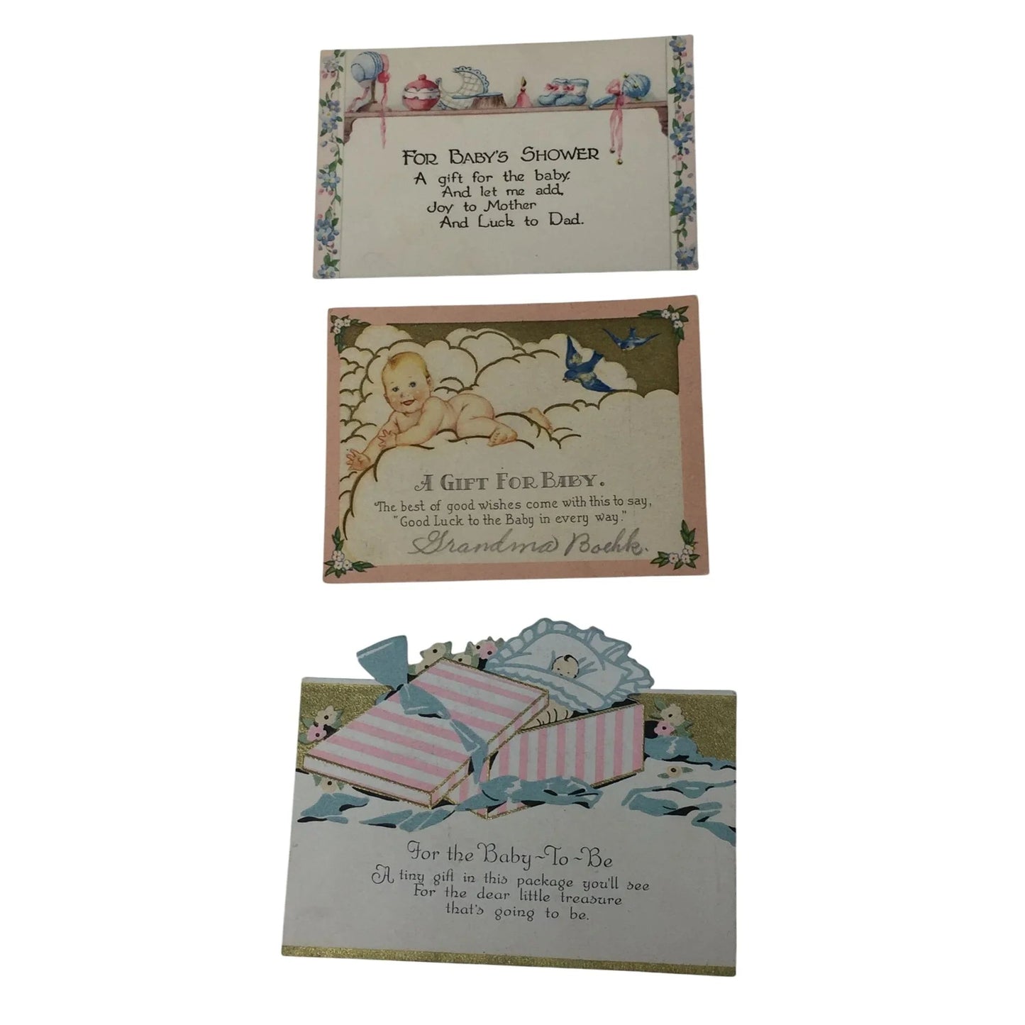 Three Vintage Baby Shower/Welcoming a New Baby Miniature Cards - A+ Stuff - Collectibles - A+ Stuff