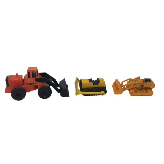 Three Vintage Miniature Toy Construction Vehicles - tonka, tomica, buddy l corp - Toy Cars - A+ Stuff