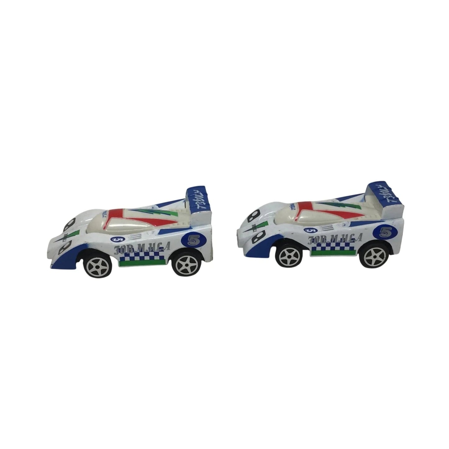 Three Vintage Race Car Toys (2 White Angel Cars and 1 Red Magic Car) - A+ Stuff - Toy Cars - A+ Stuff