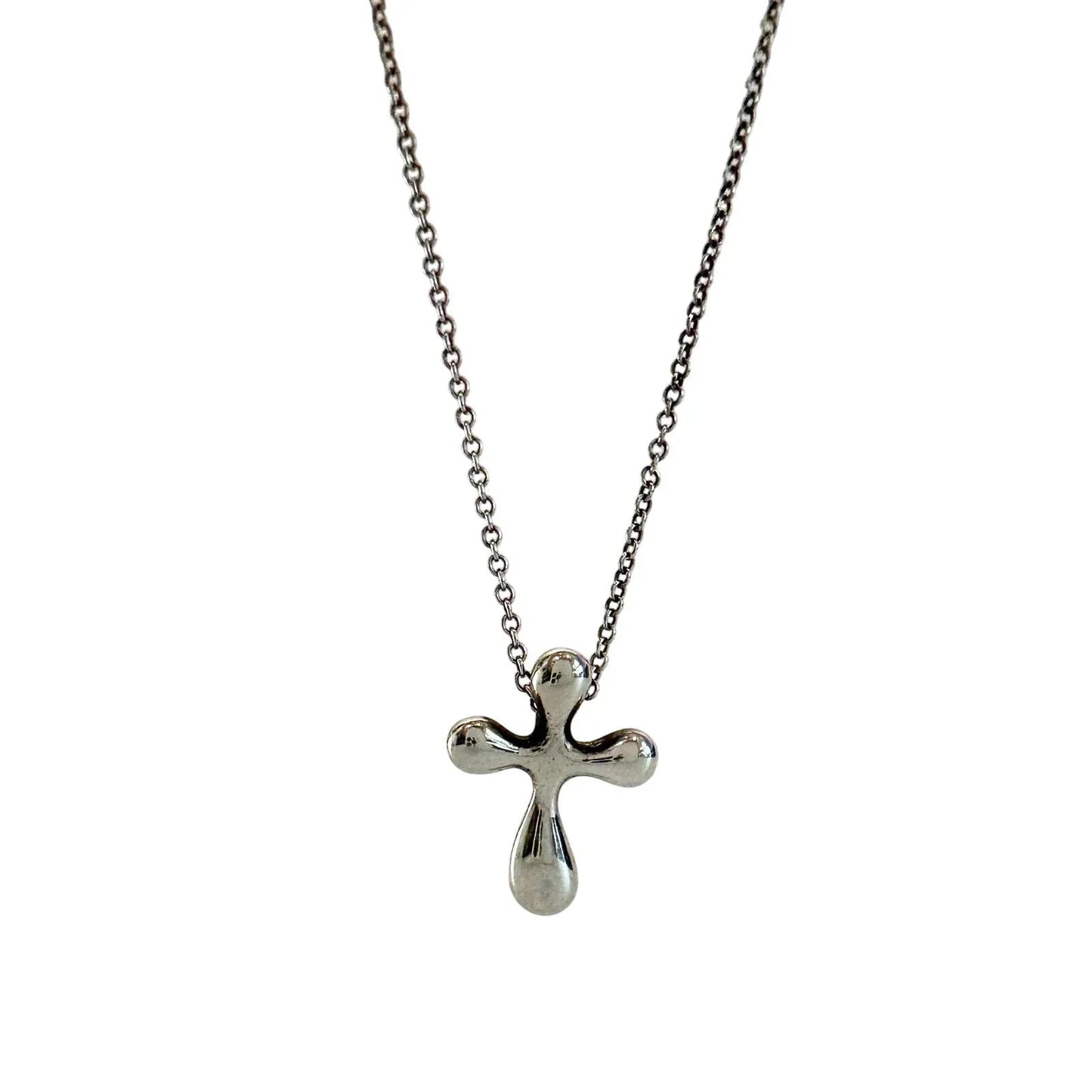 Tiffany and Co Elsa Peretti Cross Pendant Necklace in Sterling Silver (16") - Tiffany and Co - Designer Necklace - A+ Stuff