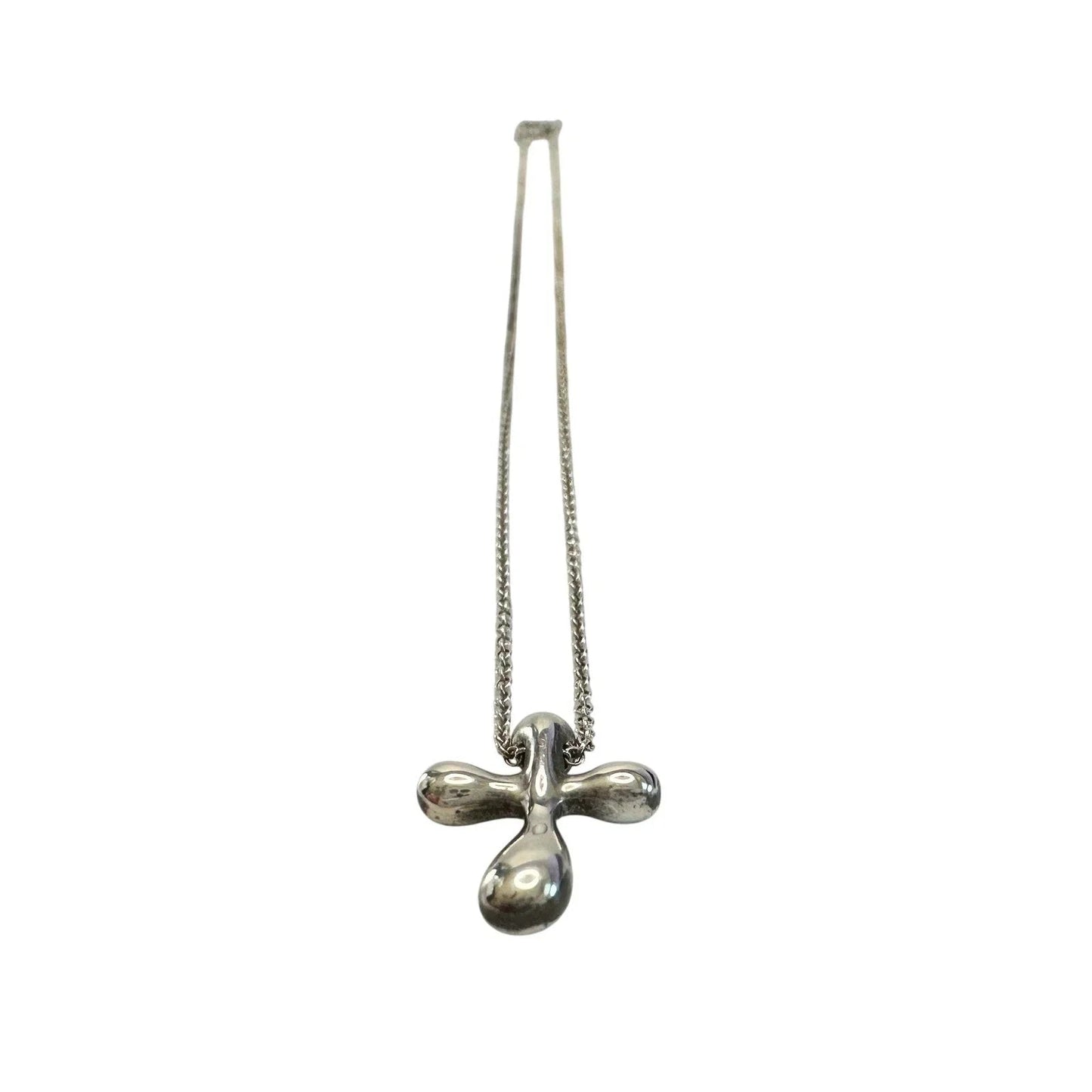 Tiffany and Co Elsa Peretti Cross Pendant Necklace in Sterling Silver (16") - Tiffany and Co - Designer Necklace - A+ Stuff