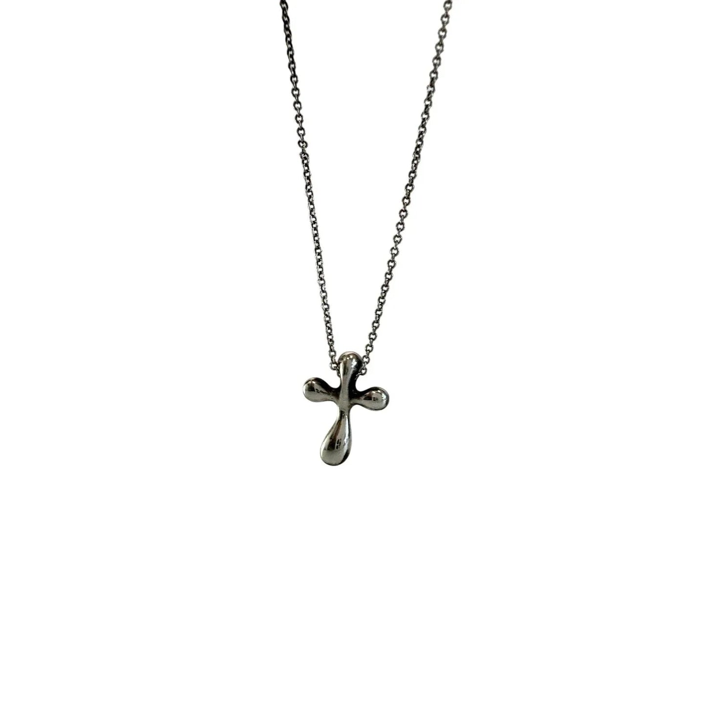 Tiffany and Co Elsa Peretti Cross Pendant Necklace in Sterling Silver (16") - Tiffany and Co - Designer Necklace - A+ Stuff
