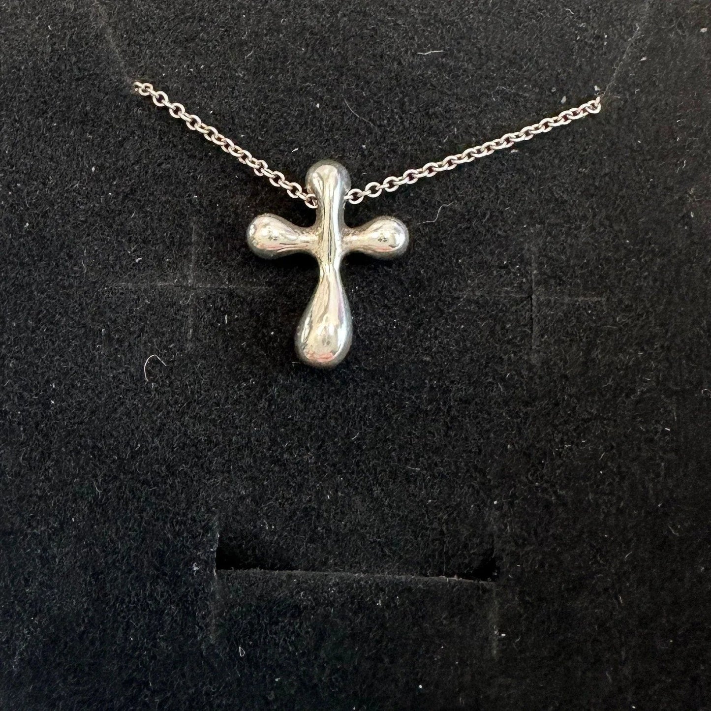 Tiffany and Co Elsa Peretti Cross Pendant Necklace in Sterling Silver (16") - Tiffany and Co - Designer Necklace - A+ Stuff
