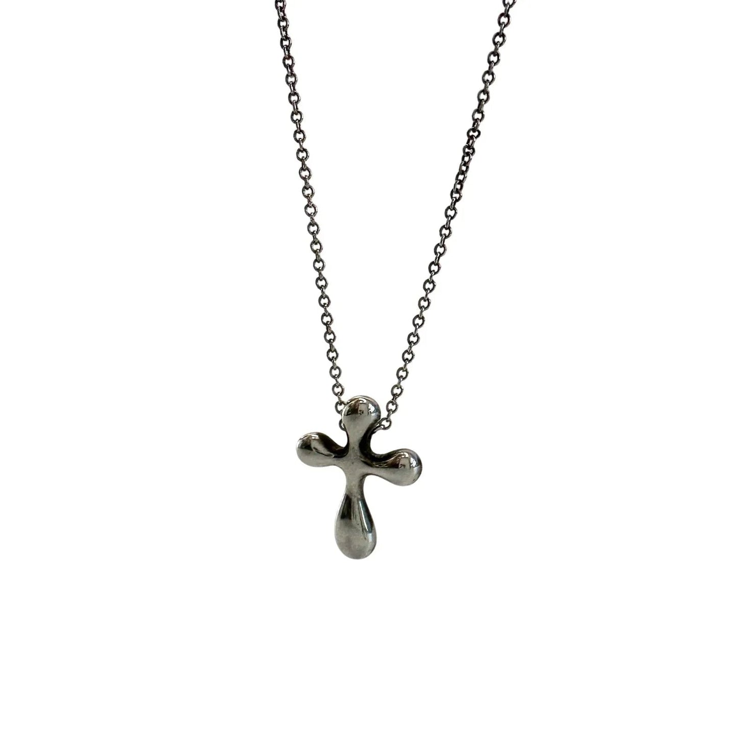 Tiffany and Co Elsa Peretti Cross Pendant Necklace in Sterling Silver (16") - Tiffany and Co - Designer Necklace - A+ Stuff