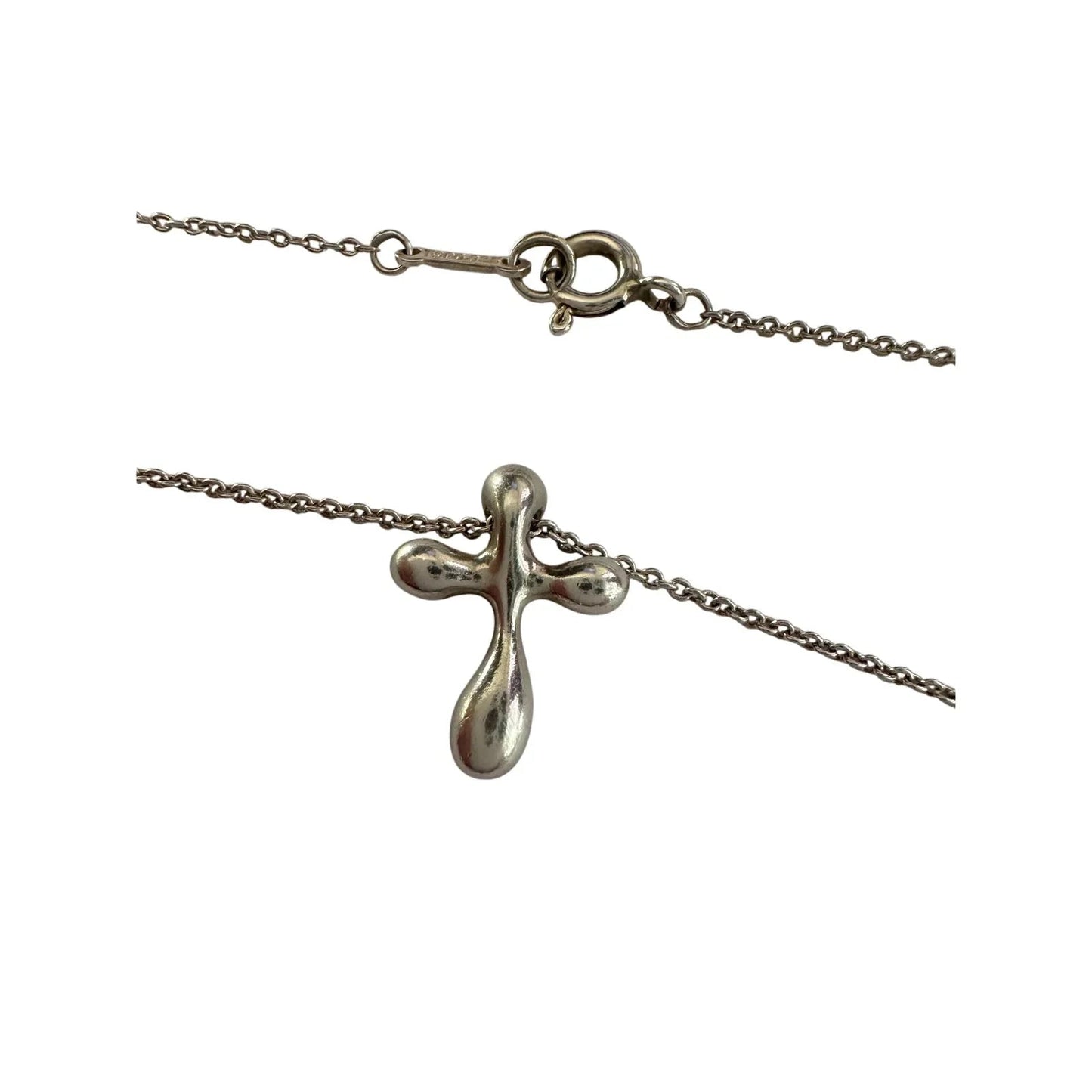 Tiffany and Co Elsa Peretti Cross Pendant Necklace in Sterling Silver (16") - Tiffany and Co - Necklace with Pendant - A+ Stuff