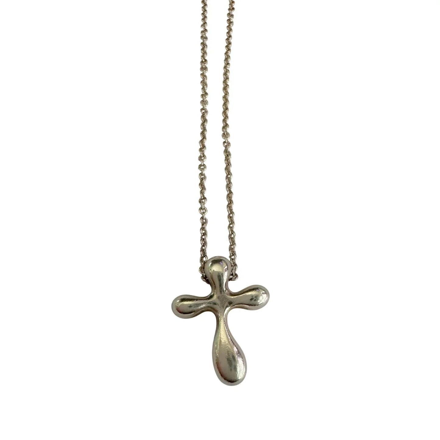 Tiffany and Co Elsa Peretti Cross Pendant Necklace in Sterling Silver (16") - Tiffany and Co - Necklace with Pendant - A+ Stuff