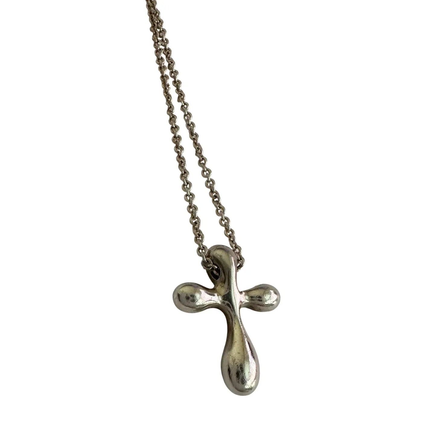 Tiffany and Co Elsa Peretti Cross Pendant Necklace in Sterling Silver (16") - Tiffany and Co - Necklace with Pendant - A+ Stuff