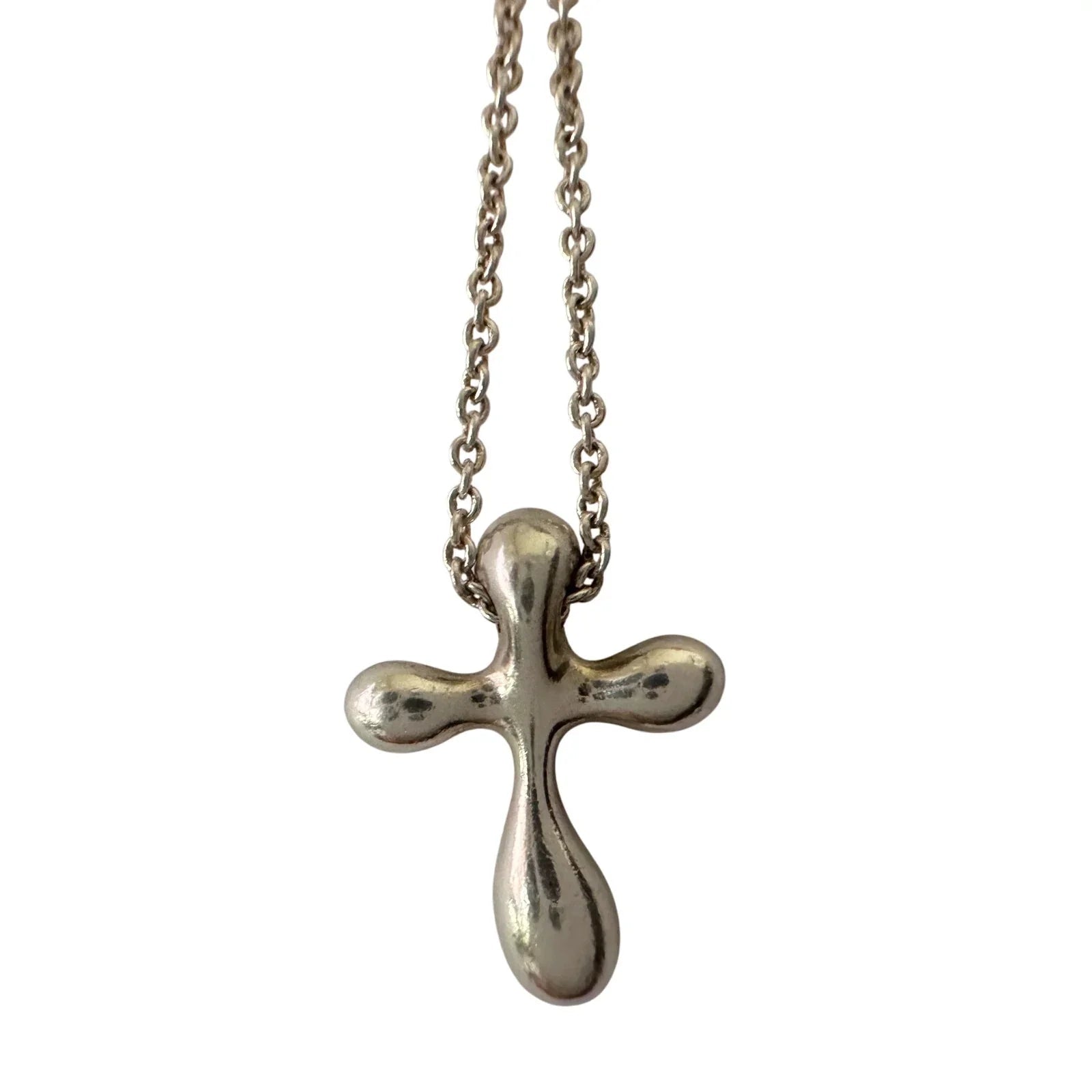 Tiffany and Co Elsa Peretti Cross Pendant Necklace in Sterling Silver (16") - Tiffany and Co - Necklace with Pendant - A+ Stuff