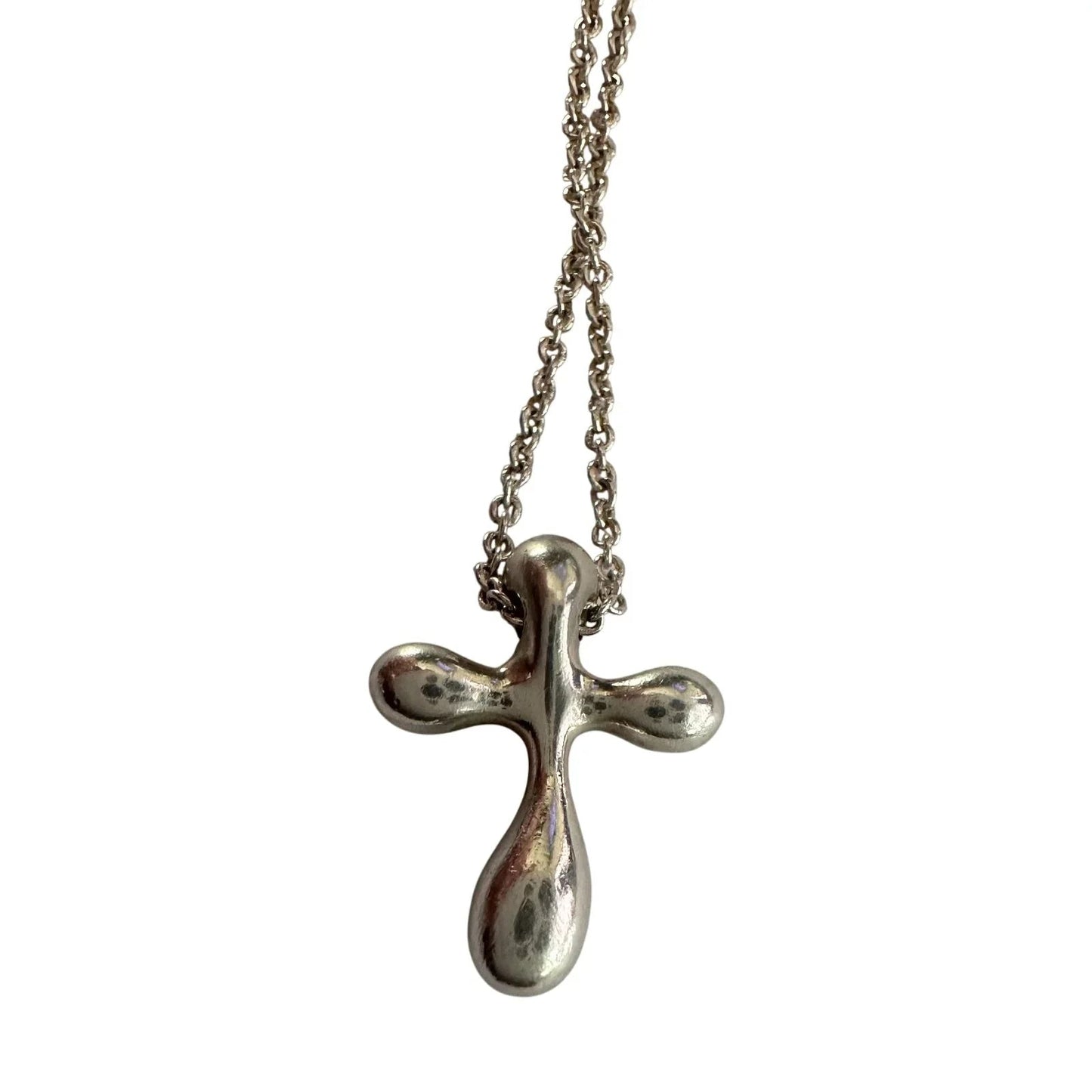 Tiffany and Co Elsa Peretti Cross Pendant Necklace in Sterling Silver (16") - Tiffany and Co - Necklace with Pendant - A+ Stuff