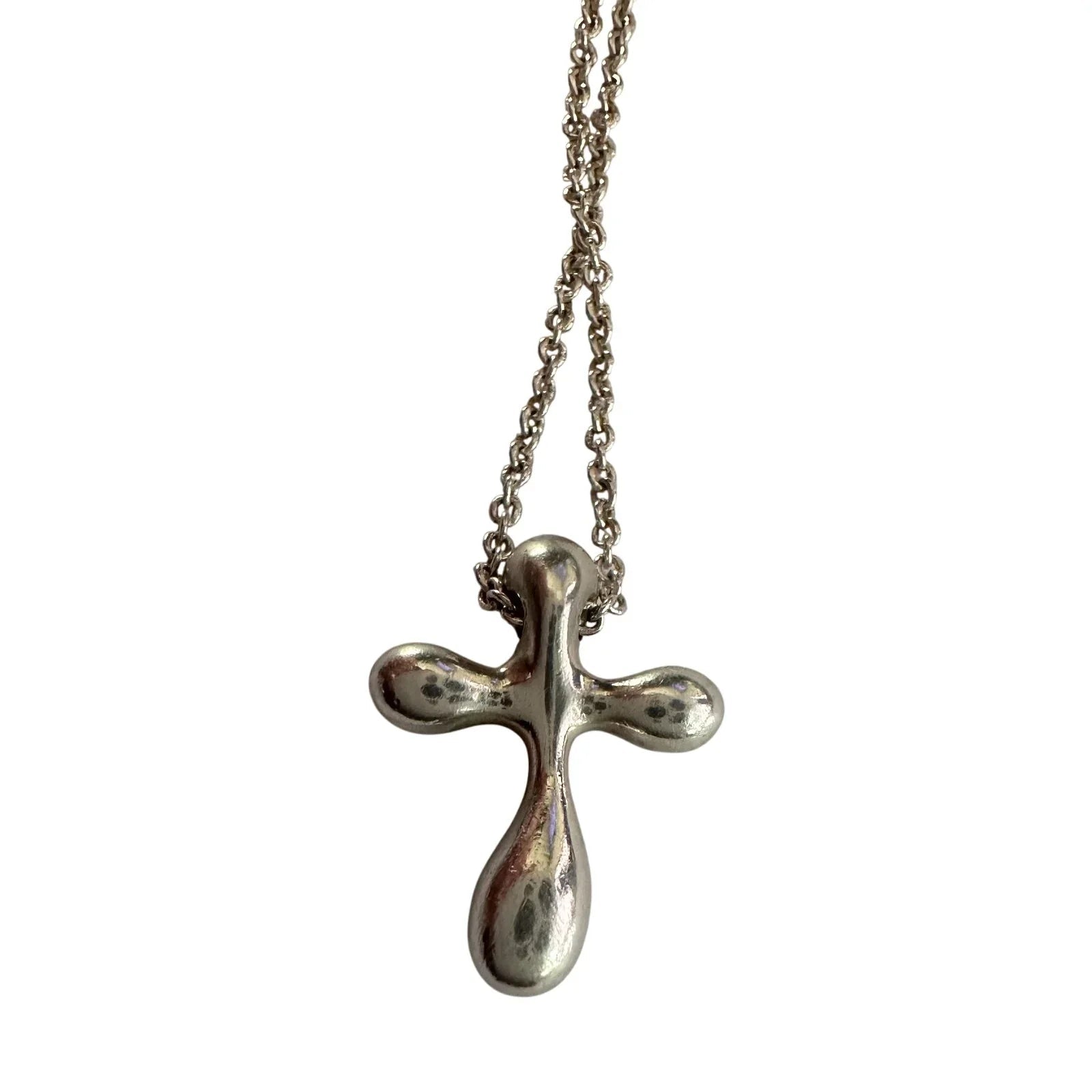 Tiffany and Co Elsa Peretti Cross Pendant Necklace in Sterling Silver (16") - Tiffany and Co - Necklace with Pendant - A+ Stuff