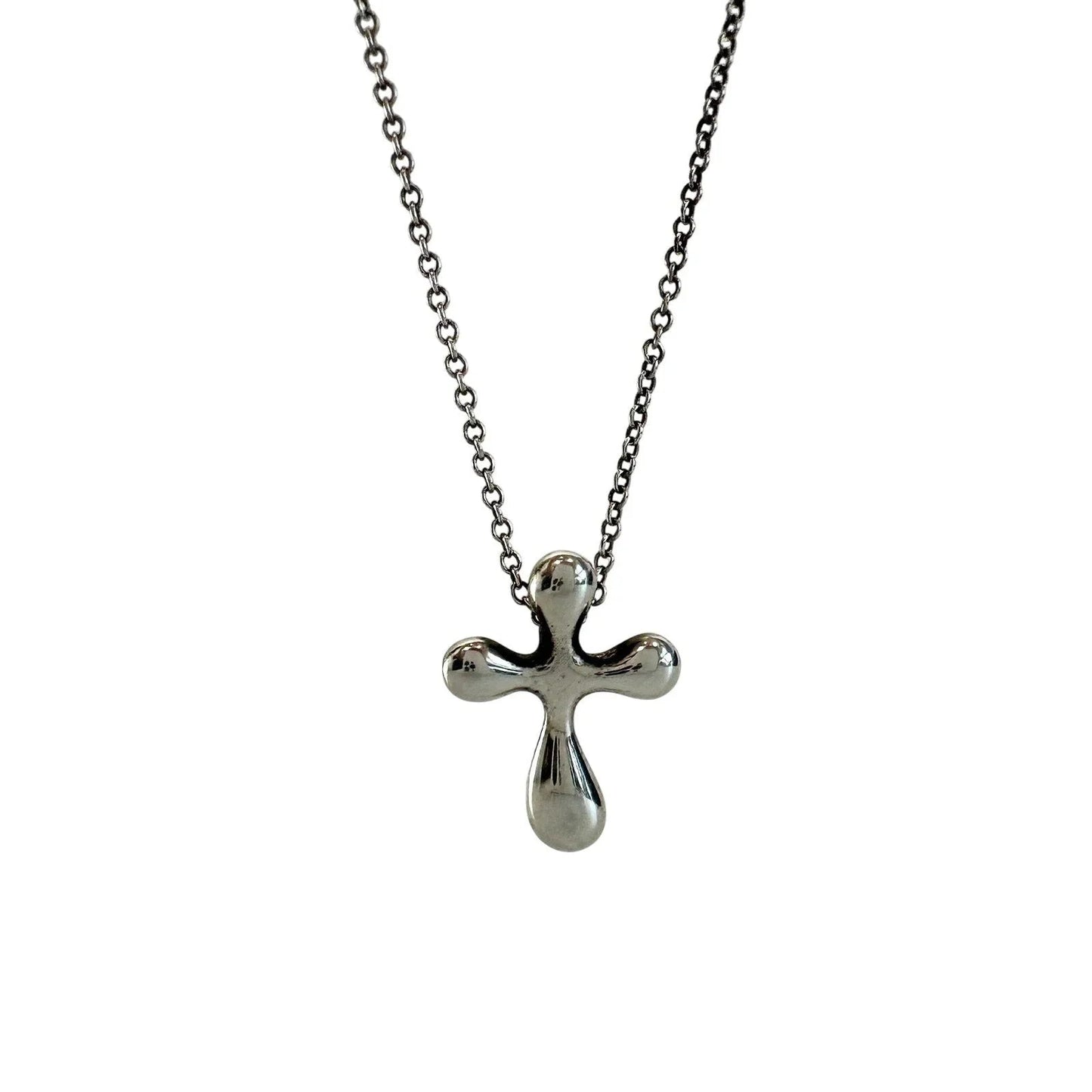 Tiffany and Co Elsa Peretti Cross Pendant Necklace in Sterling Silver (16") - Tiffany and Co - Designer Necklace - A+ Stuff