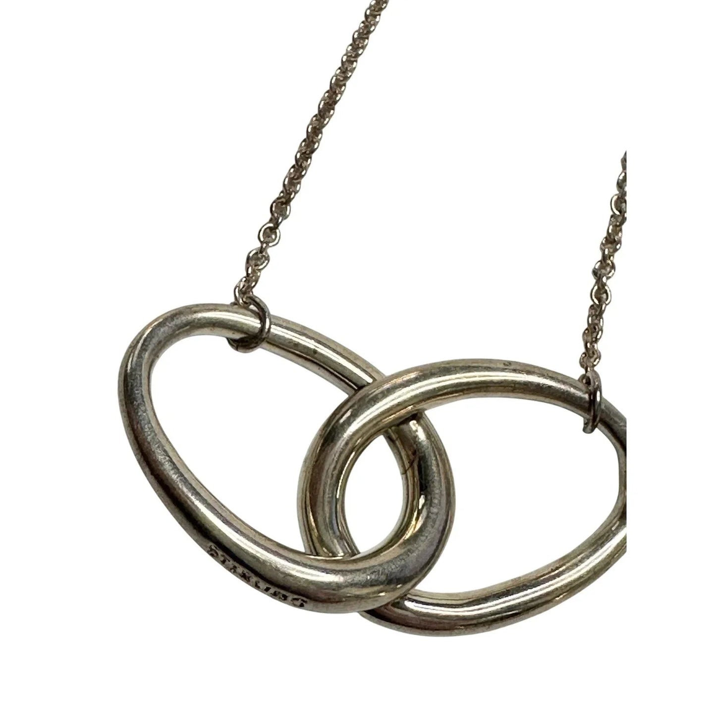 Tiffany and Co Elsa Peretti Large Double Loop Pendant Necklace 14" - Sterling Silver - Tiffany & Co. - Necklace with Pendant - A+ Stuff