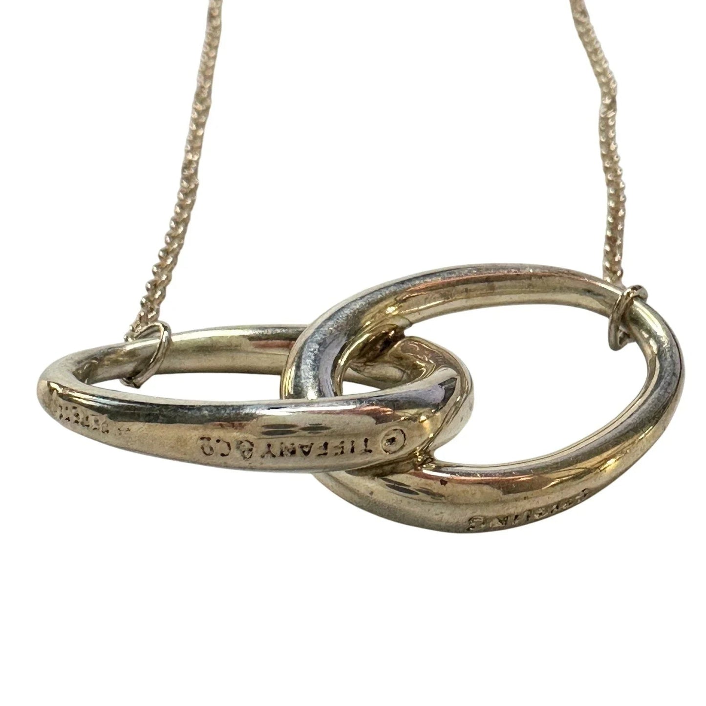 Tiffany and Co Elsa Peretti Large Double Loop Pendant Necklace 14" - Sterling Silver - Tiffany & Co. - Necklace with Pendant - A+ Stuff