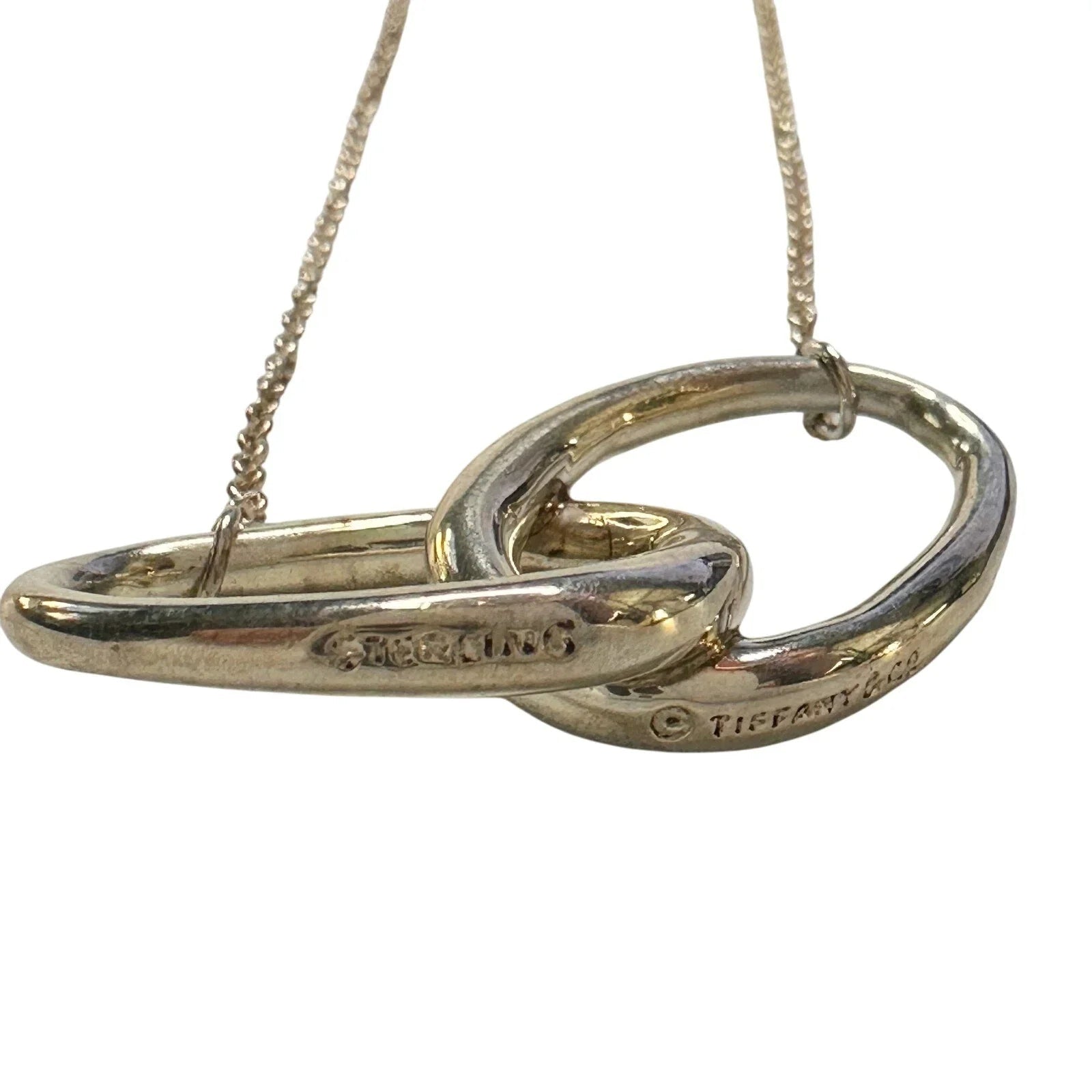 Tiffany and Co Elsa Peretti Large Double Loop Pendant Necklace 14" - Sterling Silver - Tiffany & Co. - Necklace with Pendant - A+ Stuff