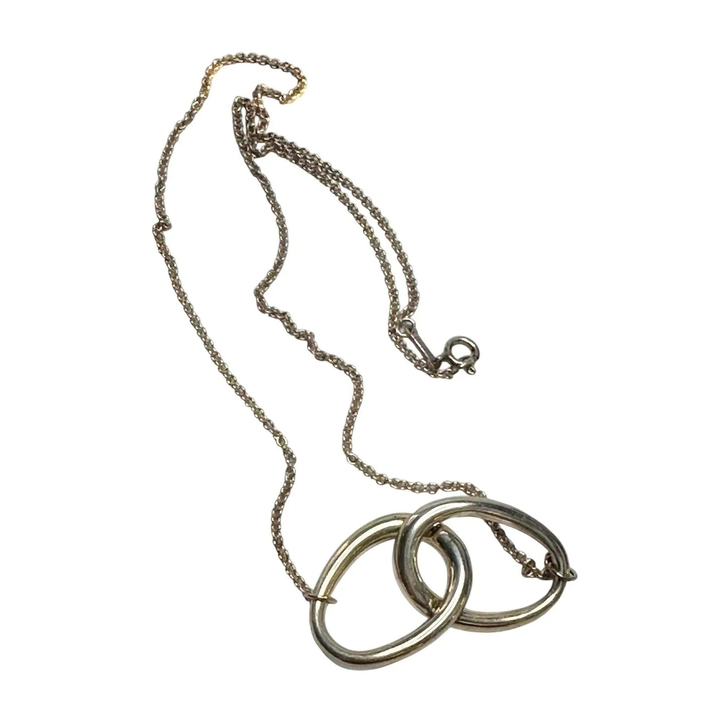 Tiffany and Co Elsa Peretti Large Double Loop Pendant Necklace 14" - Sterling Silver - Tiffany & Co. - Necklace with Pendant - A+ Stuff