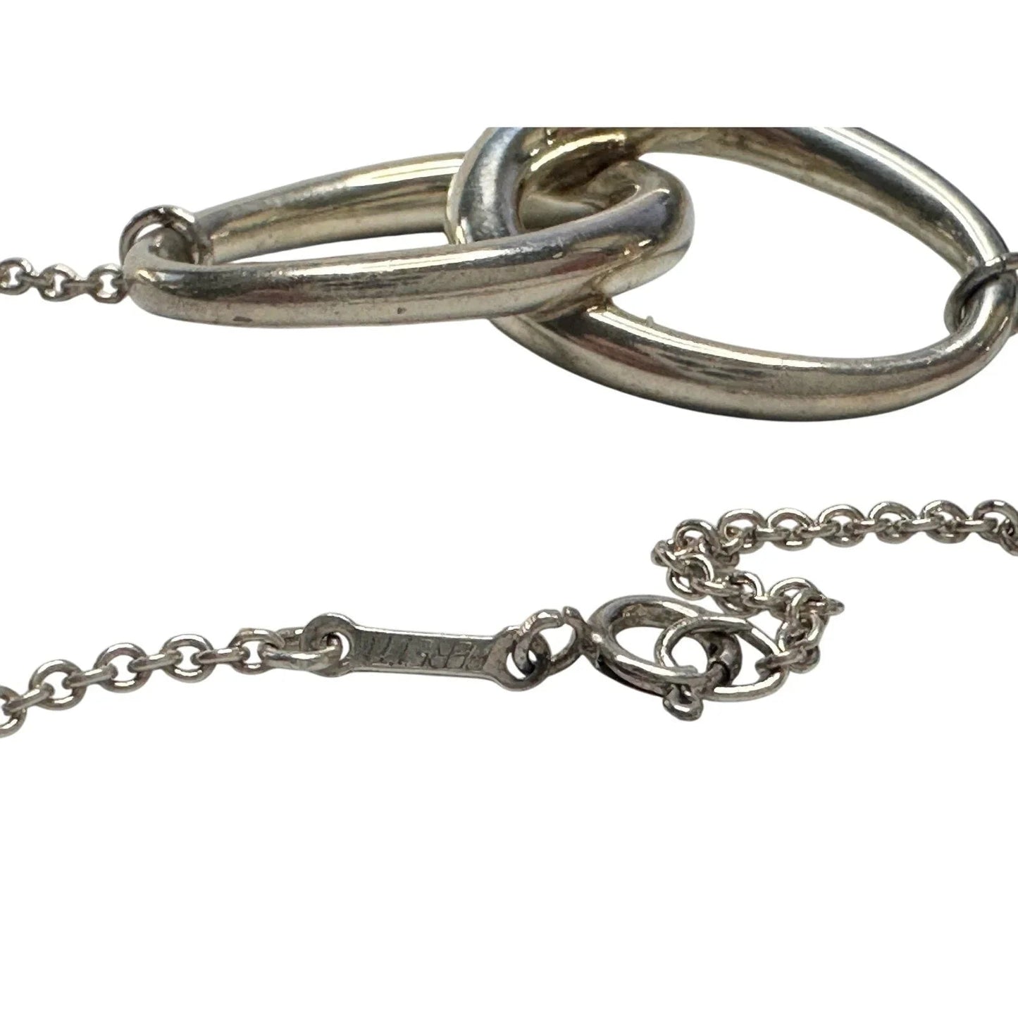 Tiffany and Co Elsa Peretti Large Double Loop Pendant Necklace 14" - Sterling Silver - Tiffany & Co. - Necklace with Pendant - A+ Stuff