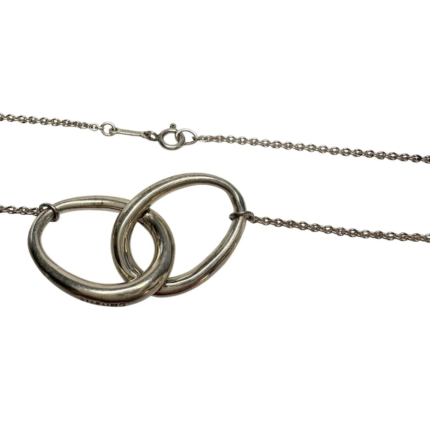 Tiffany and Co Elsa Peretti Large Double Loop Pendant Necklace 14" - Sterling Silver - Tiffany & Co. - Necklace with Pendant - A+ Stuff