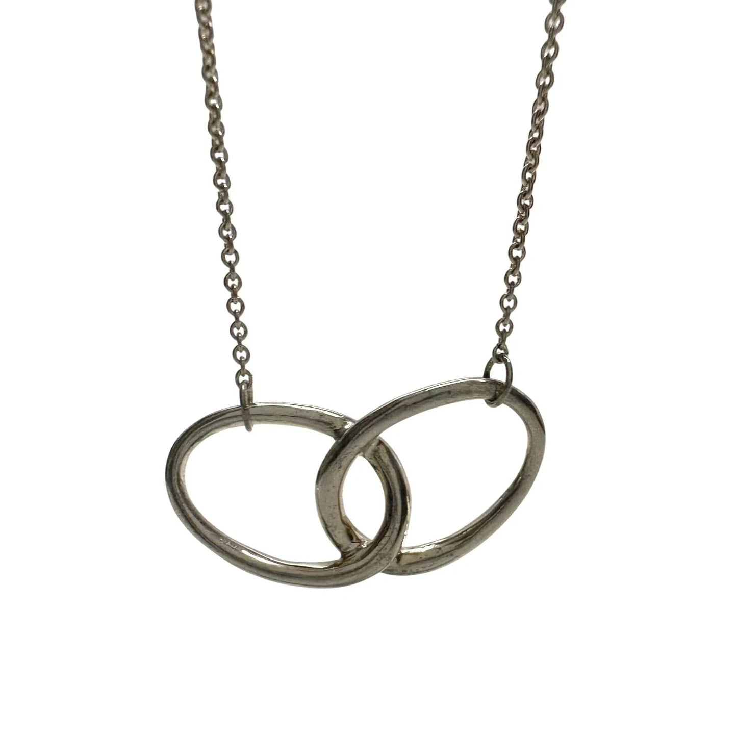 Tiffany and Co Elsa Peretti Large Double Loop Pendant Necklace 15" - Sterling Silver - Tiffany & Co. - Necklace with Pendant - A+ Stuff