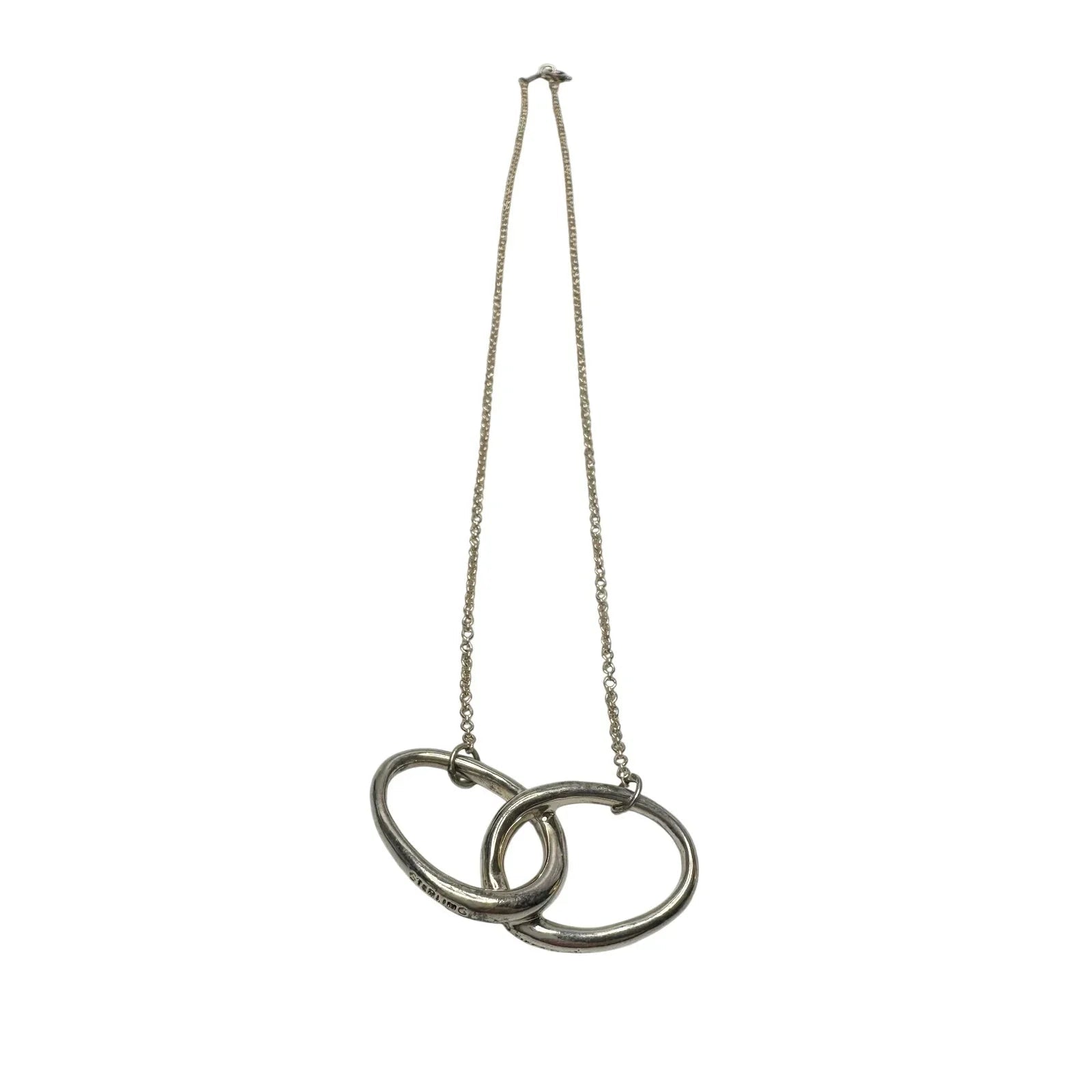 Tiffany and Co Elsa Peretti Large Double Loop Pendant Necklace 15" - Sterling Silver - Tiffany & Co. - Necklace with Pendant - A+ Stuff