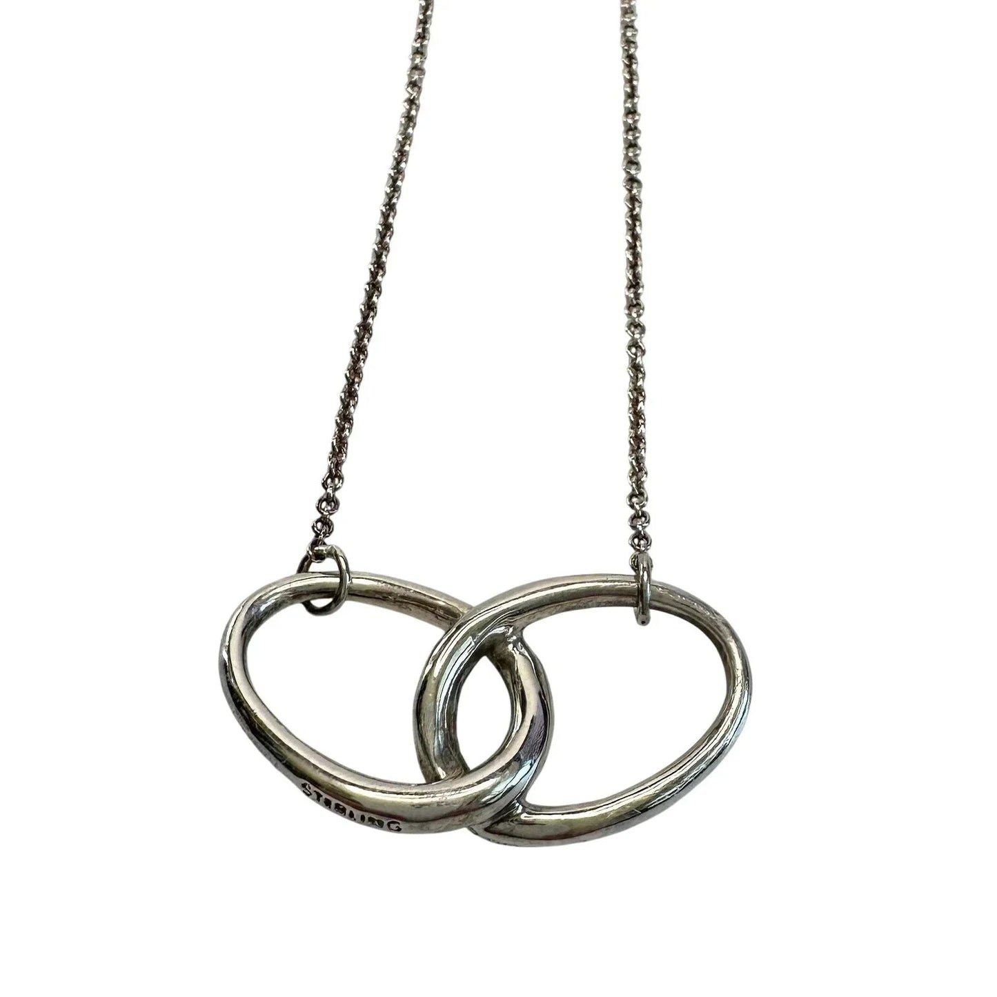 Tiffany and Co Elsa Peretti Large Double Loop Pendant Necklace 15" - Sterling Silver - Tiffany & Co. - Necklace with Pendant - A+ Stuff