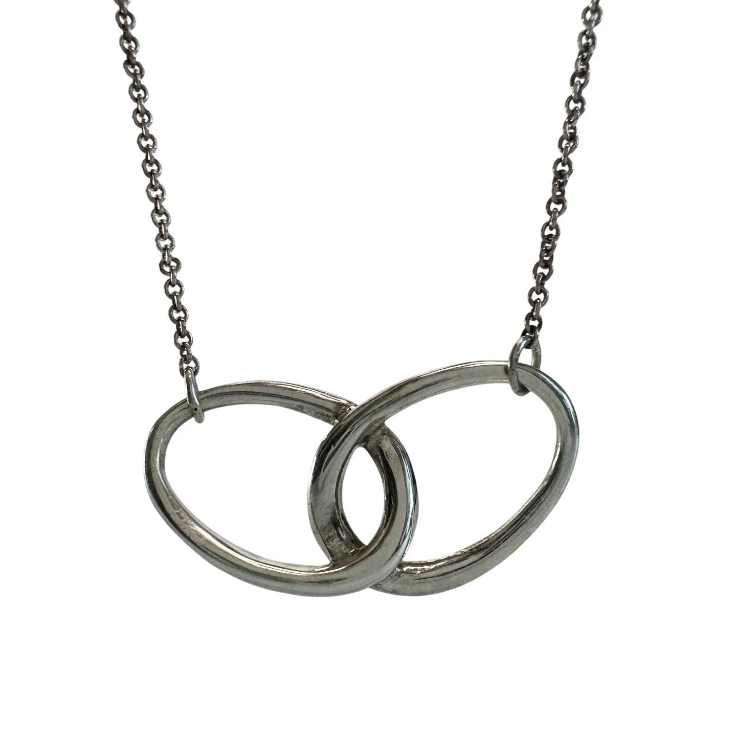 Tiffany and Co Elsa Peretti Large Double Loop Pendant Necklace 15" - Sterling Silver - Tiffany & Co. - Necklace with Pendant - A+ Stuff