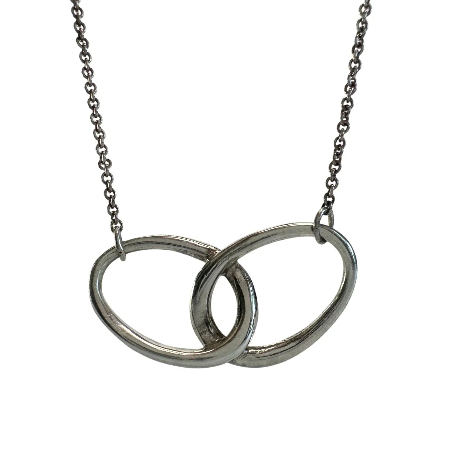 Tiffany and Co Elsa Peretti Large Double Loop Pendant Necklace 15" - Sterling Silver - Tiffany & Co. - Necklace with Pendant - A+ Stuff