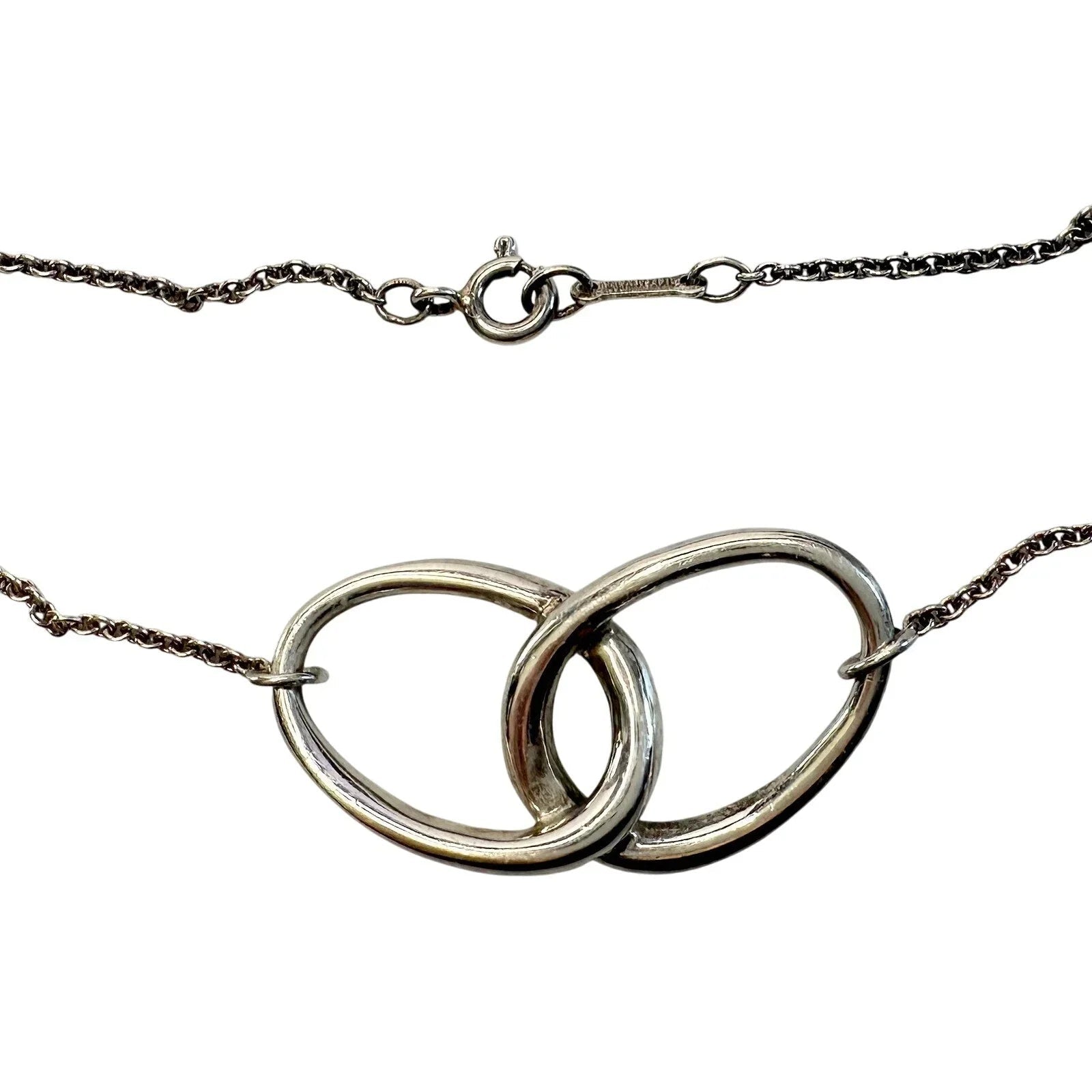 Tiffany and Co Elsa Peretti Large Double Loop Pendant Necklace 15" - Sterling Silver - Tiffany & Co. - Necklace with Pendant - A+ Stuff