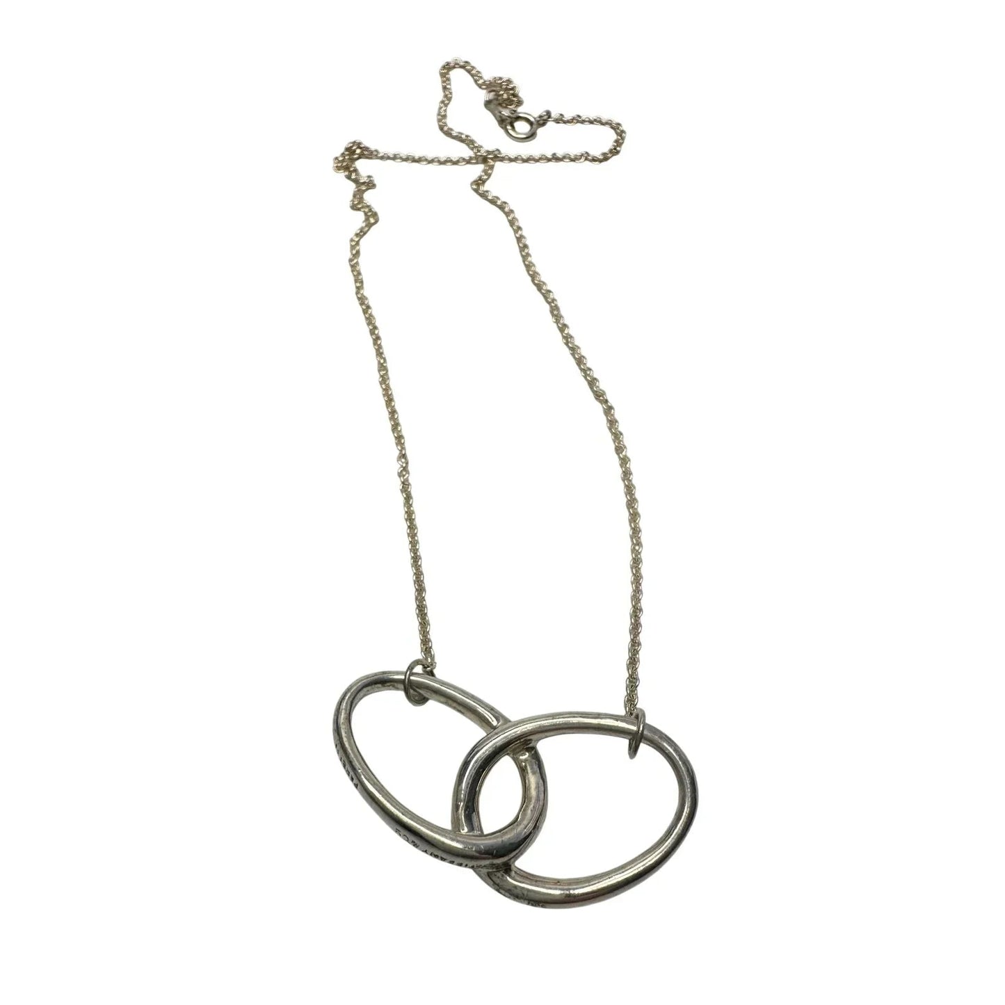 Tiffany and Co Elsa Peretti Large Double Loop Pendant Necklace 15" - Sterling Silver - Tiffany & Co. - Necklace with Pendant - A+ Stuff
