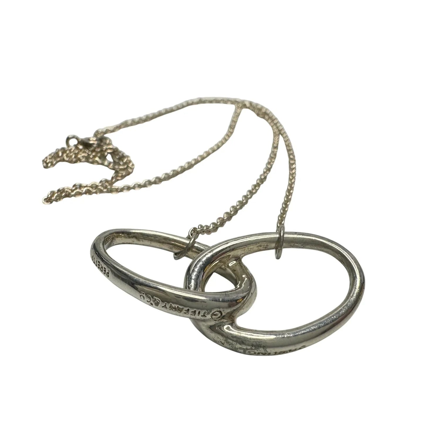 Tiffany and Co Elsa Peretti Large Double Loop Pendant Necklace 15" - Sterling Silver - Tiffany & Co. - Necklace with Pendant - A+ Stuff