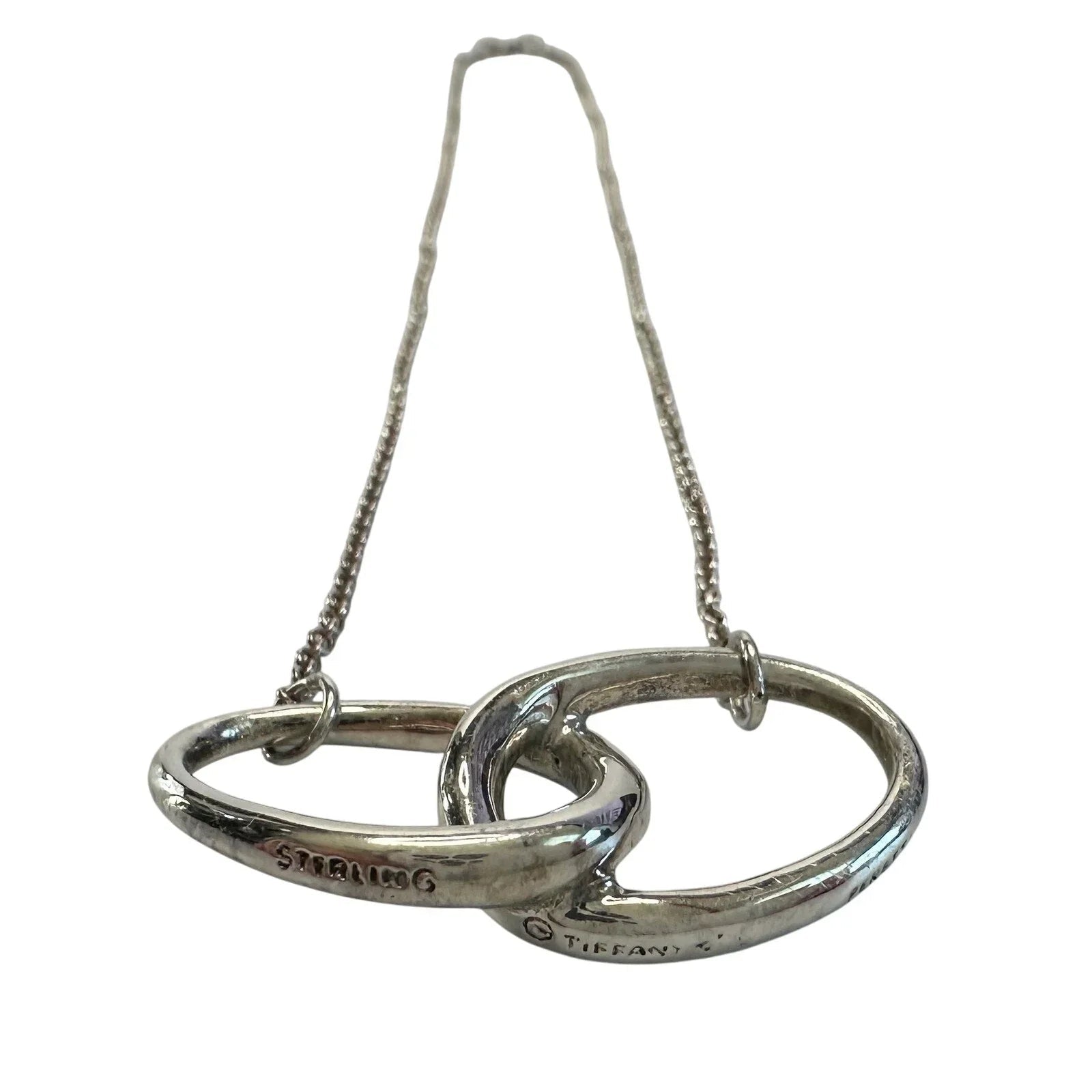 Tiffany and Co Elsa Peretti Large Double Loop Pendant Necklace 15" - Sterling Silver - Tiffany & Co. - Necklace with Pendant - A+ Stuff