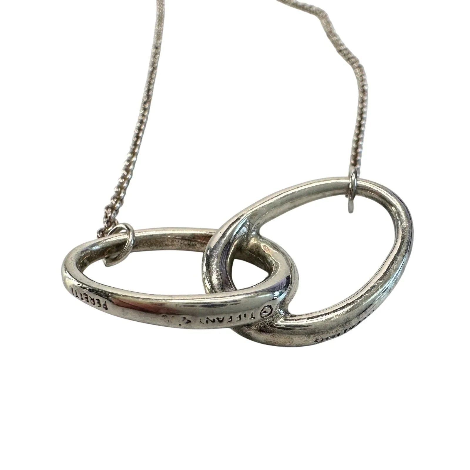 Tiffany and Co Elsa Peretti Large Double Loop Pendant Necklace 15" - Sterling Silver - Tiffany & Co. - Necklace with Pendant - A+ Stuff