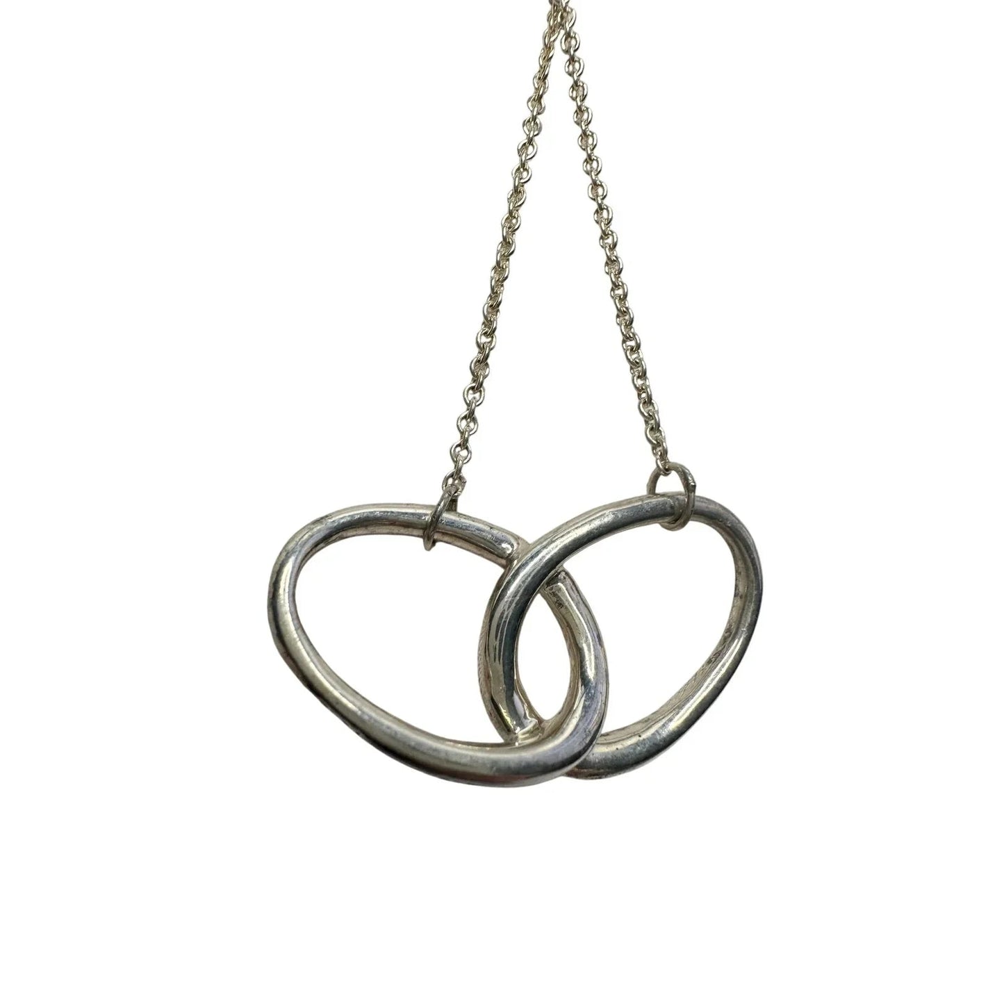 Tiffany and Co Elsa Peretti Large Double Loop Pendant Necklace 15" - Sterling Silver - Tiffany & Co. - Necklace with Pendant - A+ Stuff