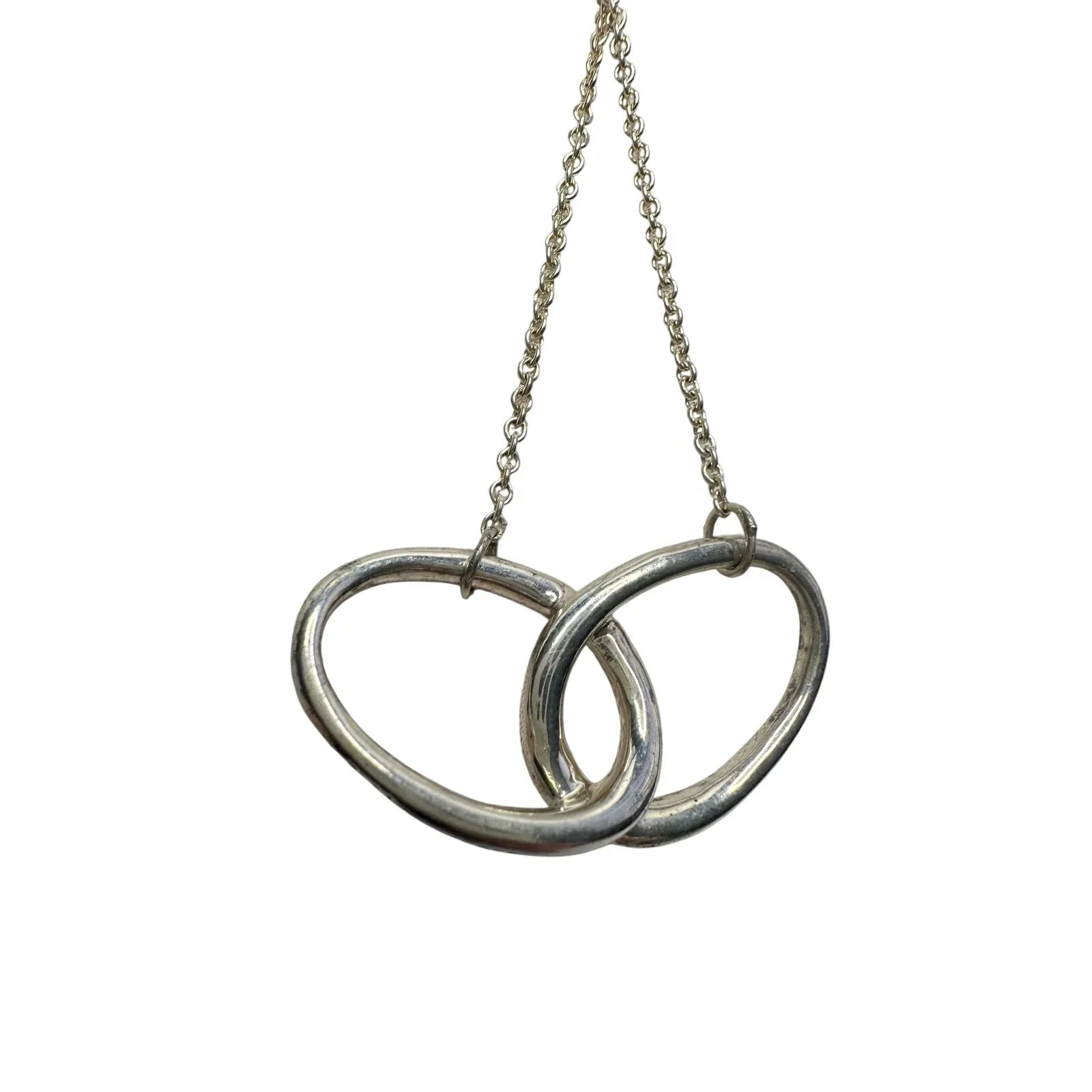 Tiffany and Co Elsa Peretti Large Double Loop Pendant Necklace 15" - Sterling Silver - Tiffany & Co. - Necklace with Pendant - A+ Stuff