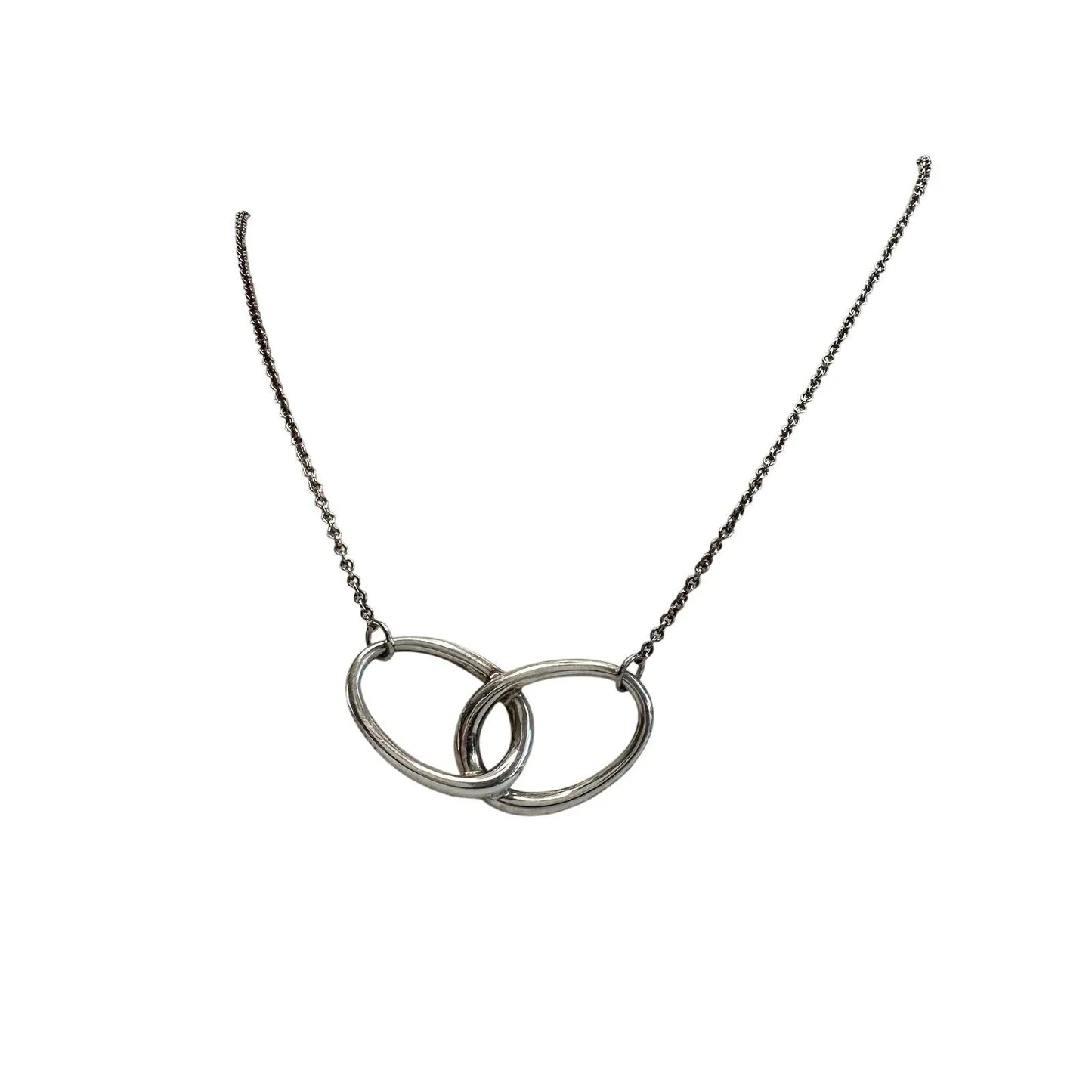 Tiffany and Co Elsa Peretti Large Double Loop Pendant Necklace 15" - Sterling Silver - Tiffany & Co. - Necklace with Pendant - A+ Stuff