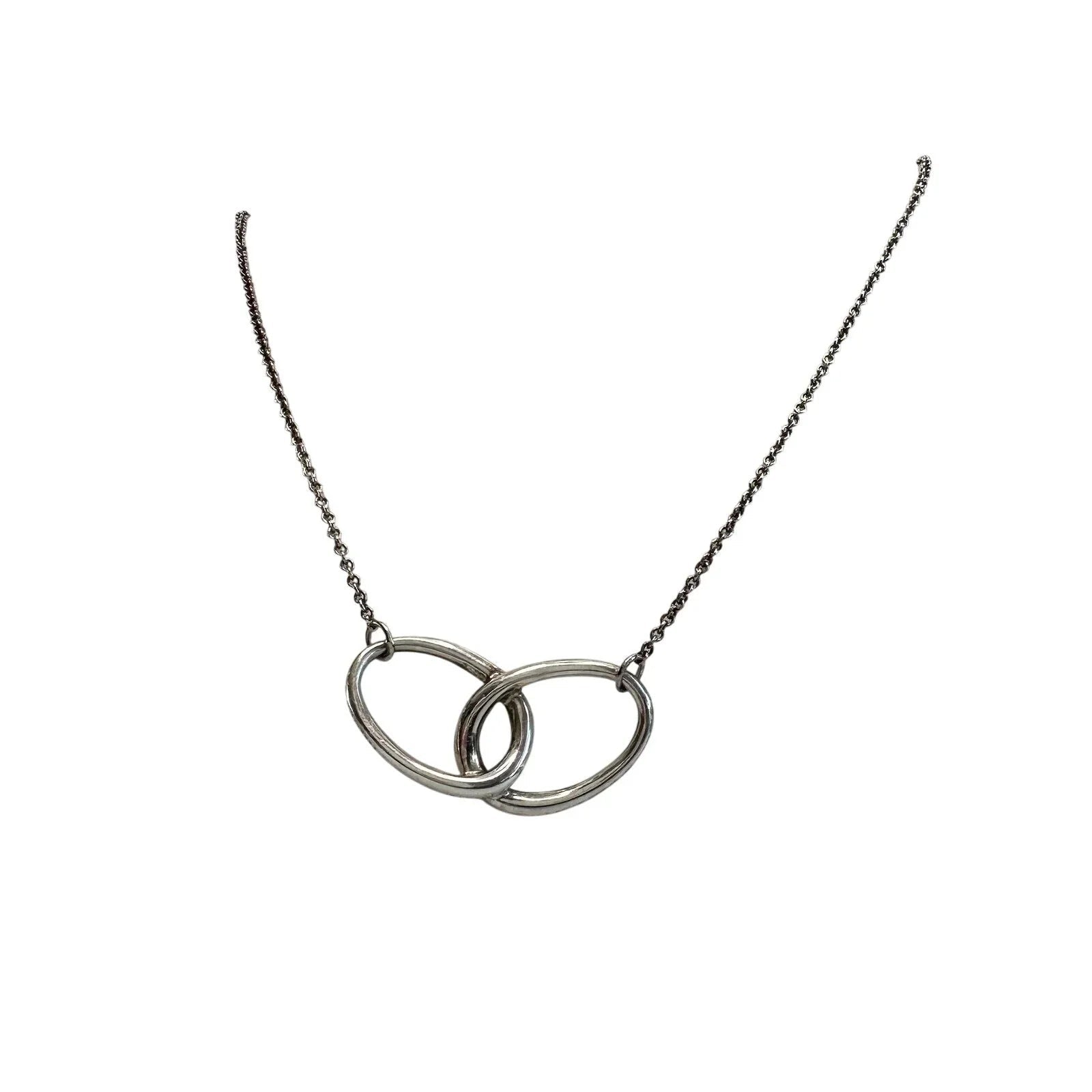 Tiffany and Co Elsa Peretti Large Double Loop Pendant Necklace 15" - Sterling Silver - Tiffany & Co. - Necklace with Pendant - A+ Stuff