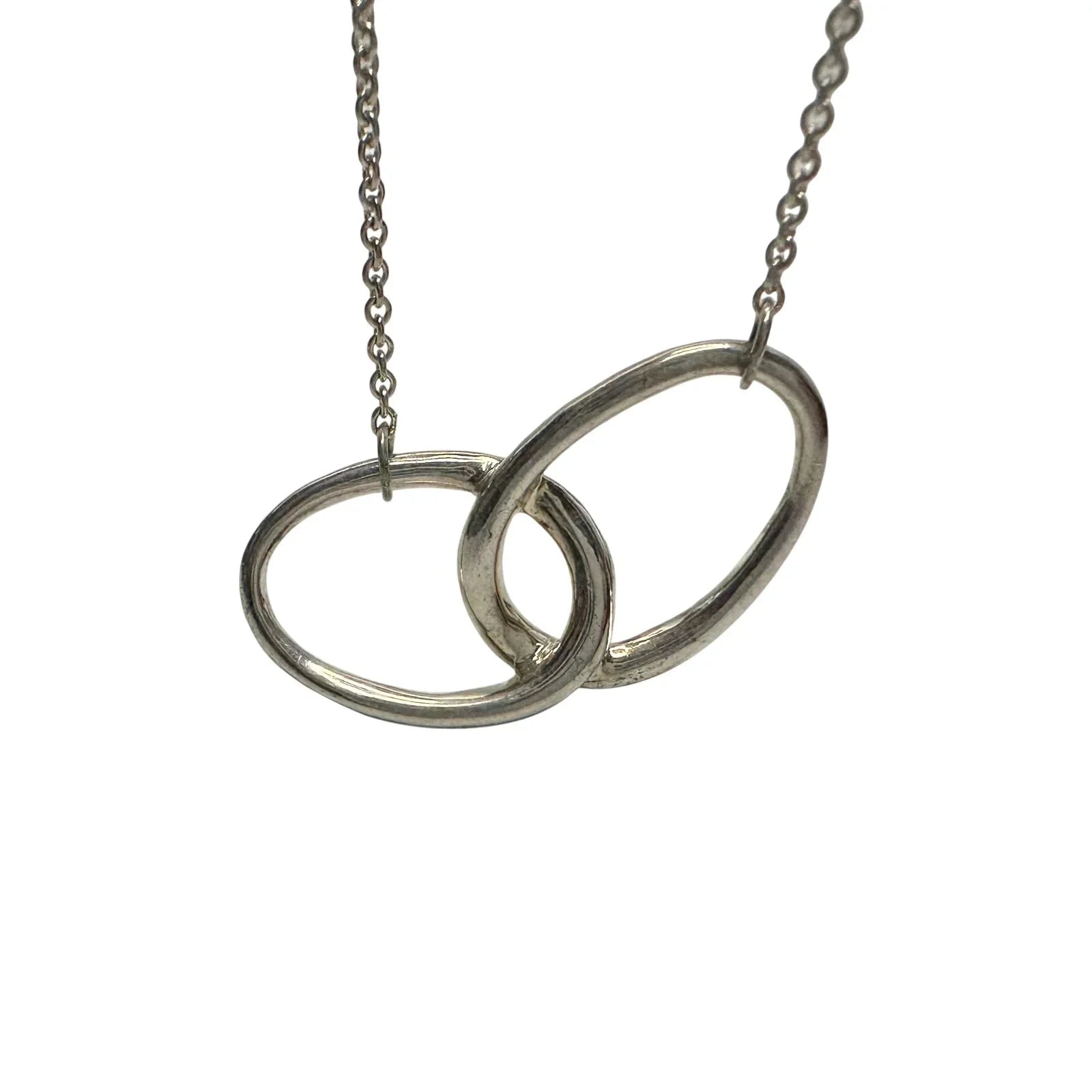 Tiffany and Co Elsa Peretti Large Double Loop Pendant Necklace 15" - Sterling Silver - Tiffany & Co. - Necklace with Pendant - A+ Stuff