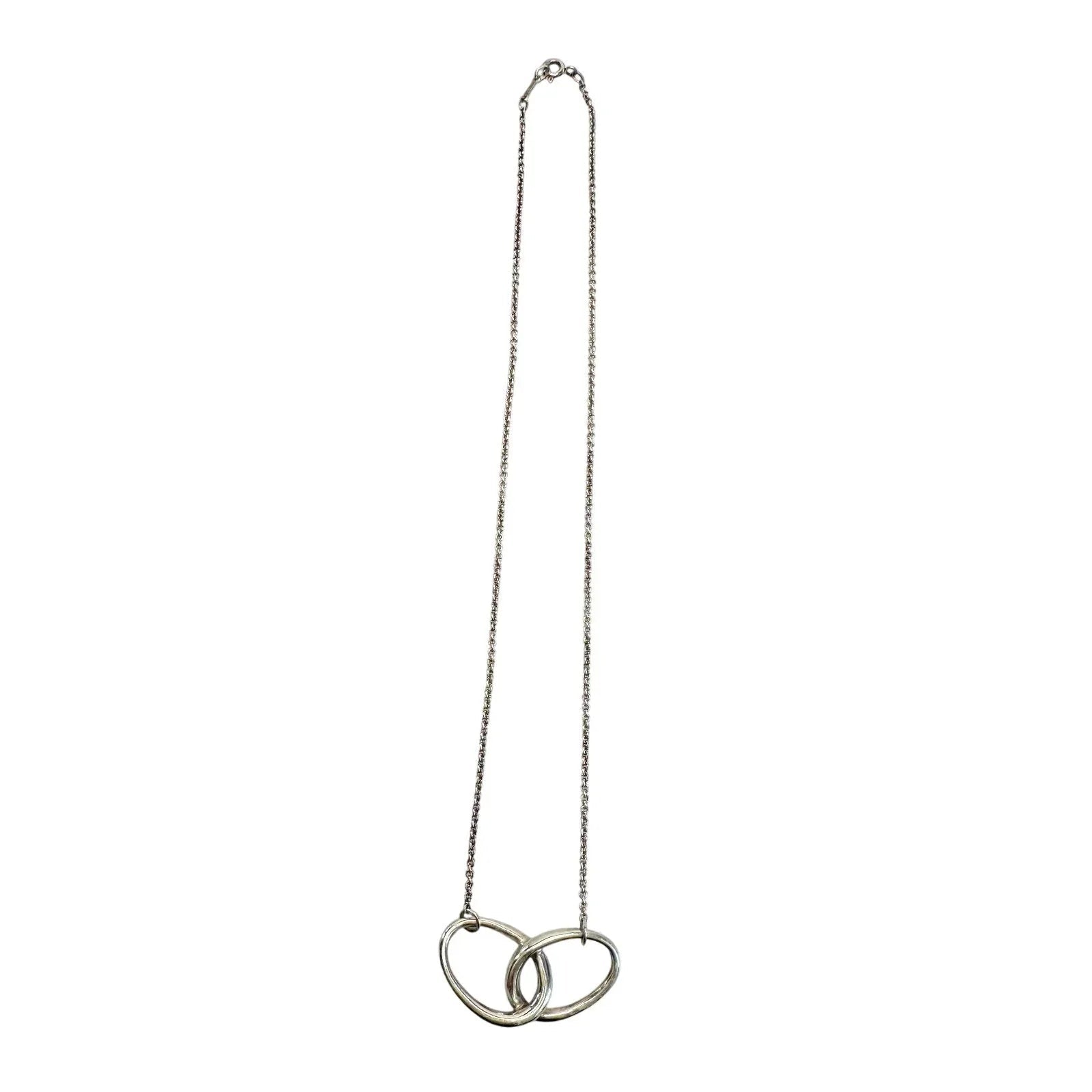 Tiffany and Co Elsa Peretti Large Double Loop Pendant Necklace 15" - Sterling Silver - Tiffany & Co. - Necklace with Pendant - A+ Stuff