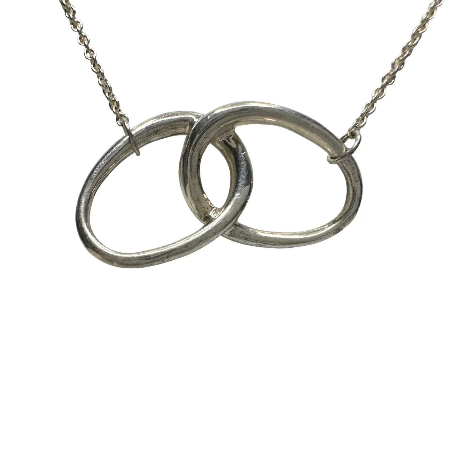 Tiffany and Co Elsa Peretti Large Double Loop Pendant Necklace 15" - Sterling Silver - Tiffany & Co. - Necklace with Pendant - A+ Stuff