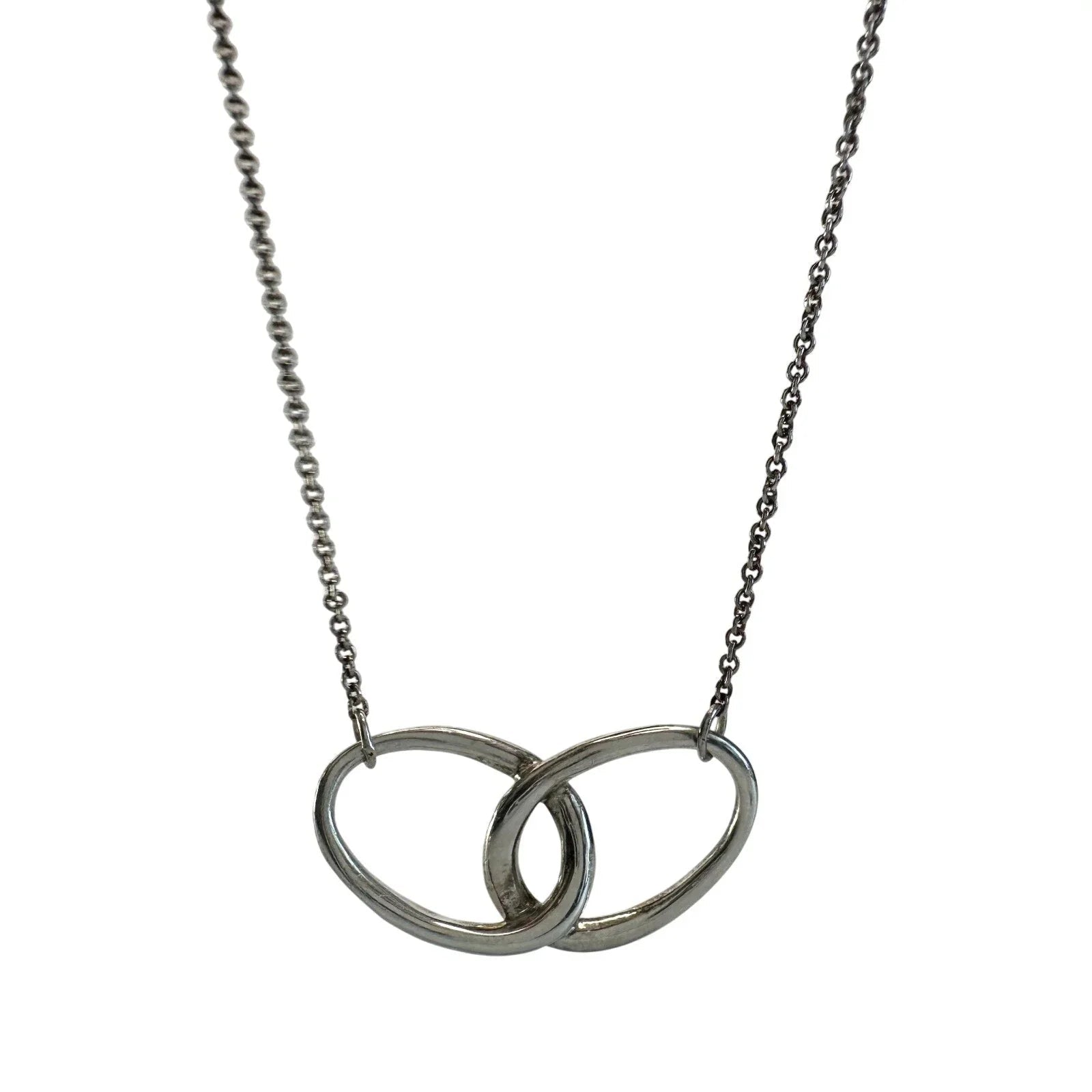Tiffany and Co Elsa Peretti Large Double Loop Pendant Necklace 15" - Sterling Silver - Tiffany & Co. - Necklace with Pendant - A+ Stuff