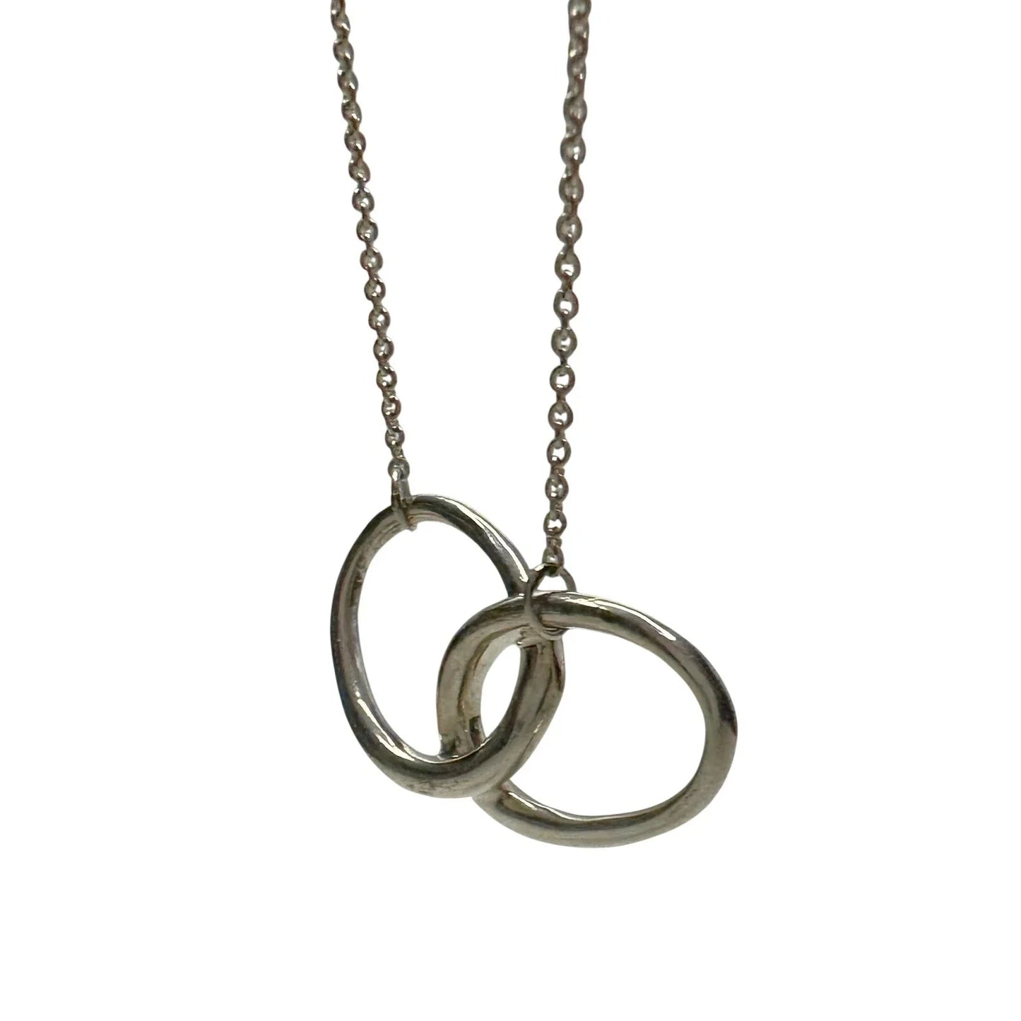 Tiffany and Co Elsa Peretti Large Double Loop Pendant Necklace 15" - Sterling Silver - Tiffany & Co. - Necklace with Pendant - A+ Stuff