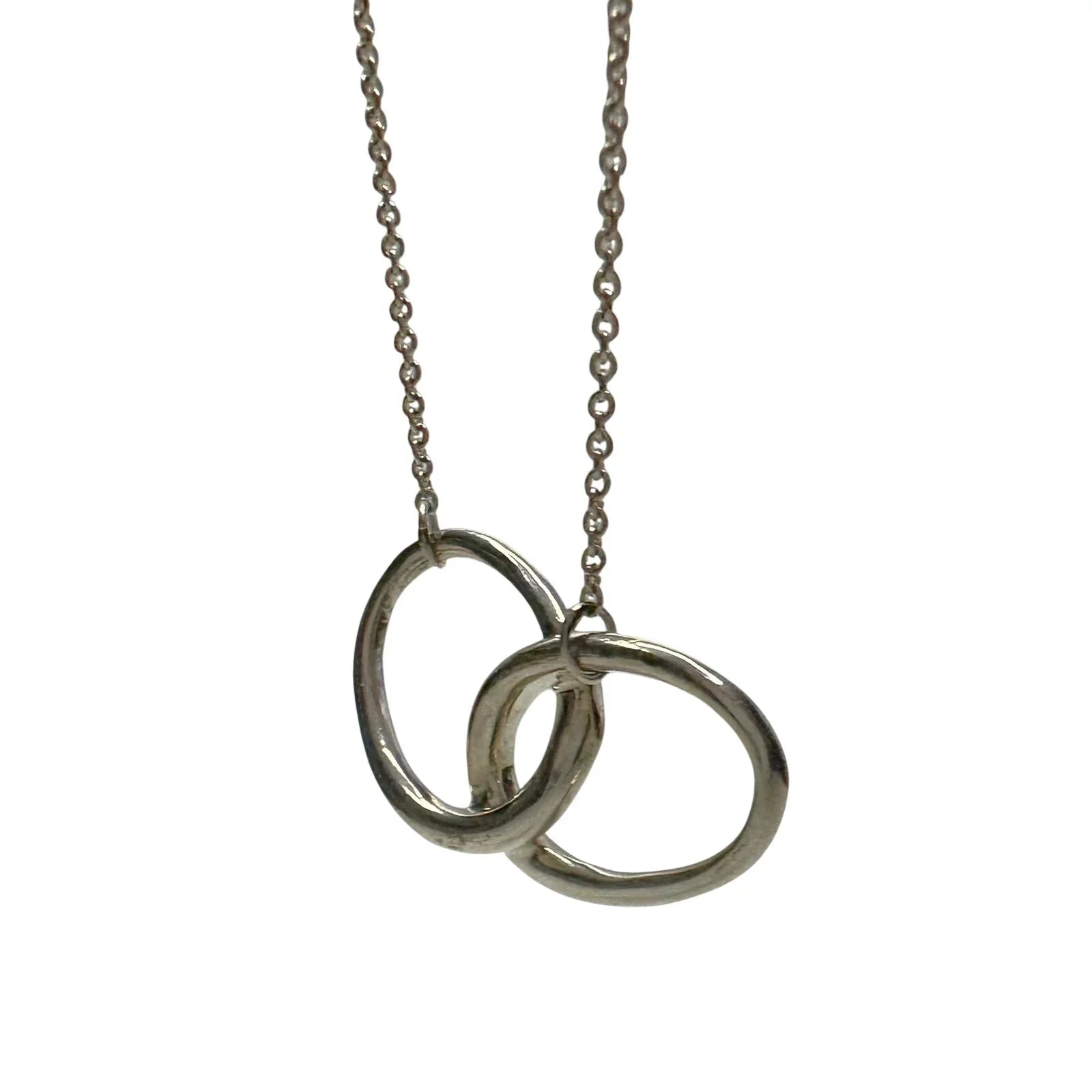 Tiffany and Co Elsa Peretti Large Double Loop Pendant Necklace 15" - Sterling Silver - Tiffany & Co. - Necklace with Pendant - A+ Stuff