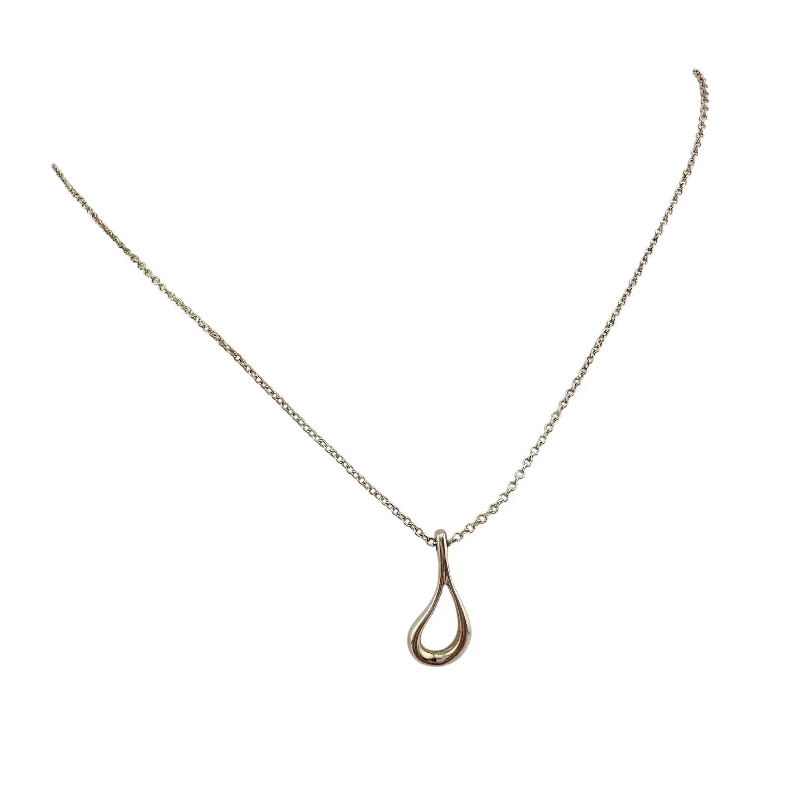 Tiffany and Co Elsa Peretti Medium Teardrop Pendant Necklace 16" - Sterling Silver - Tiffany & Co. - Necklace with Pendant - A+ Stuff