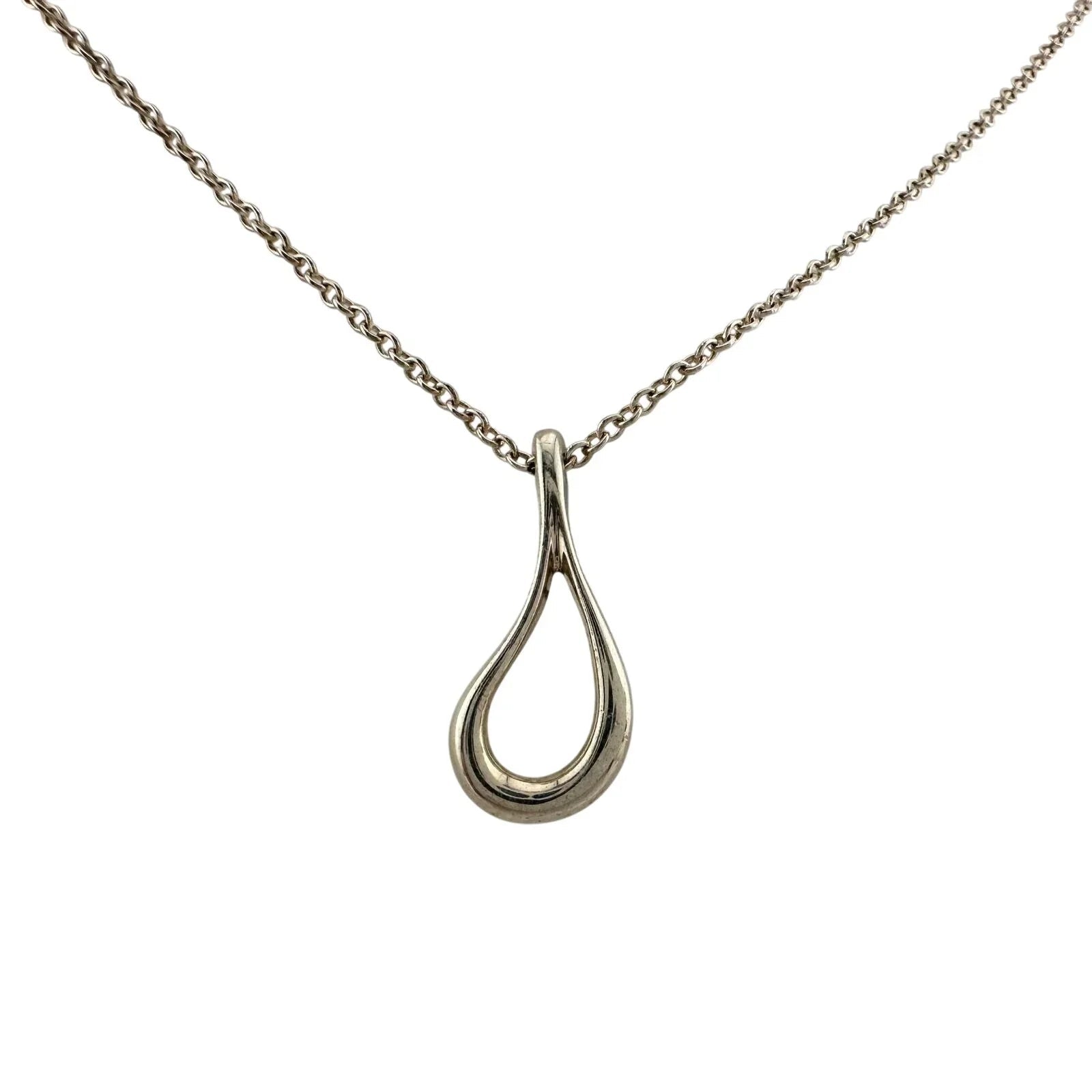 Tiffany and Co Elsa Peretti Medium Teardrop Pendant Necklace 16" - Sterling Silver - Tiffany & Co. - Necklace with Pendant - A+ Stuff