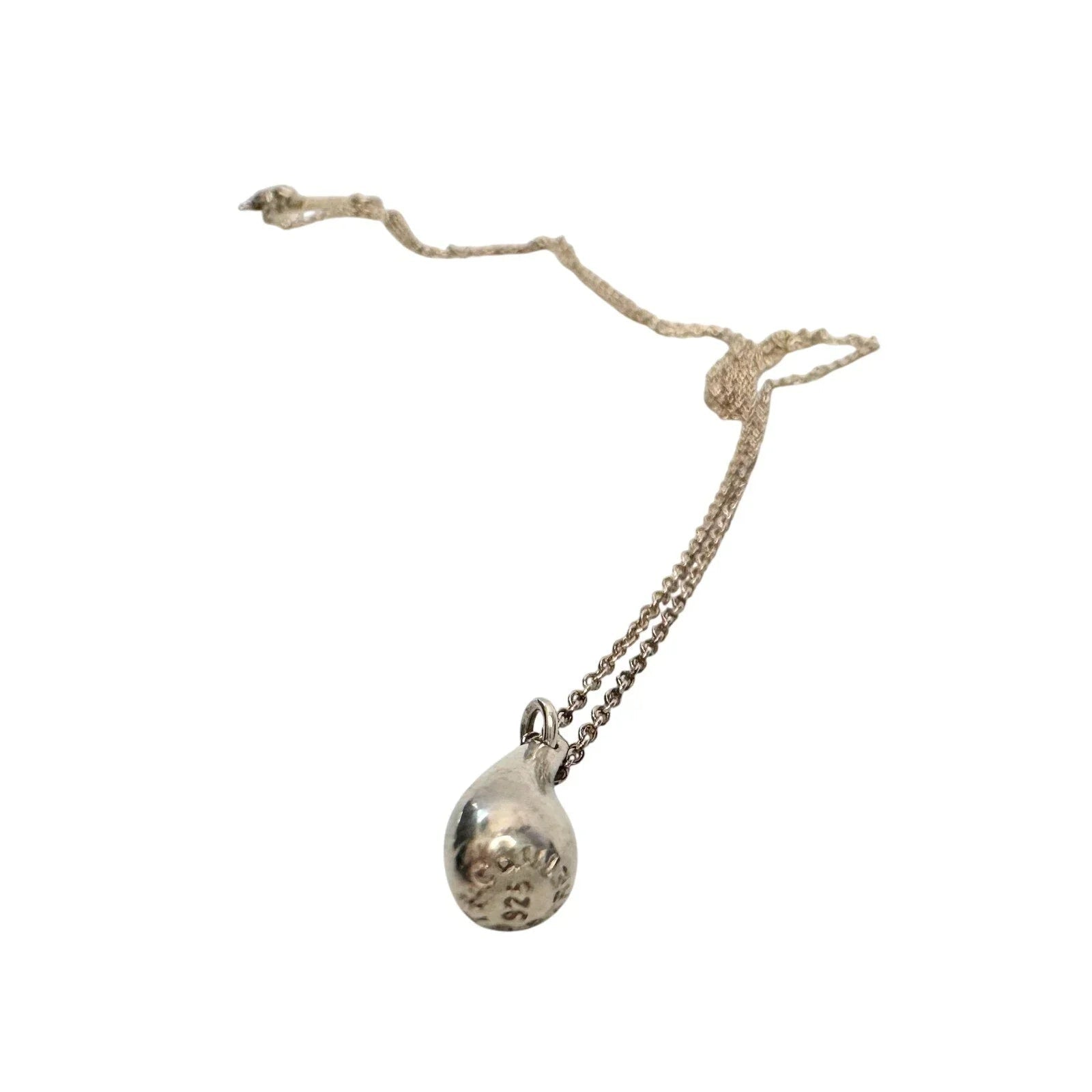 Tiffany and Co Elsa Peretti Small Teardrop Pendant Necklace in Sterling Silver 16.5" Chain - Tiffany & Co. - Designer Necklace - A+ Stuff