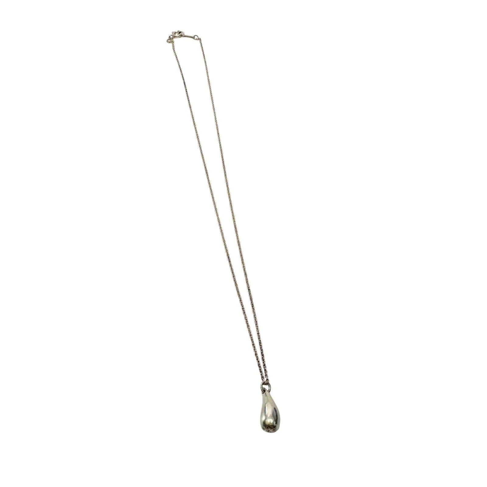 Tiffany and Co Elsa Peretti Small Teardrop Pendant Necklace in Sterling Silver 16.5" Chain - Tiffany & Co. - Designer Necklace - A+ Stuff