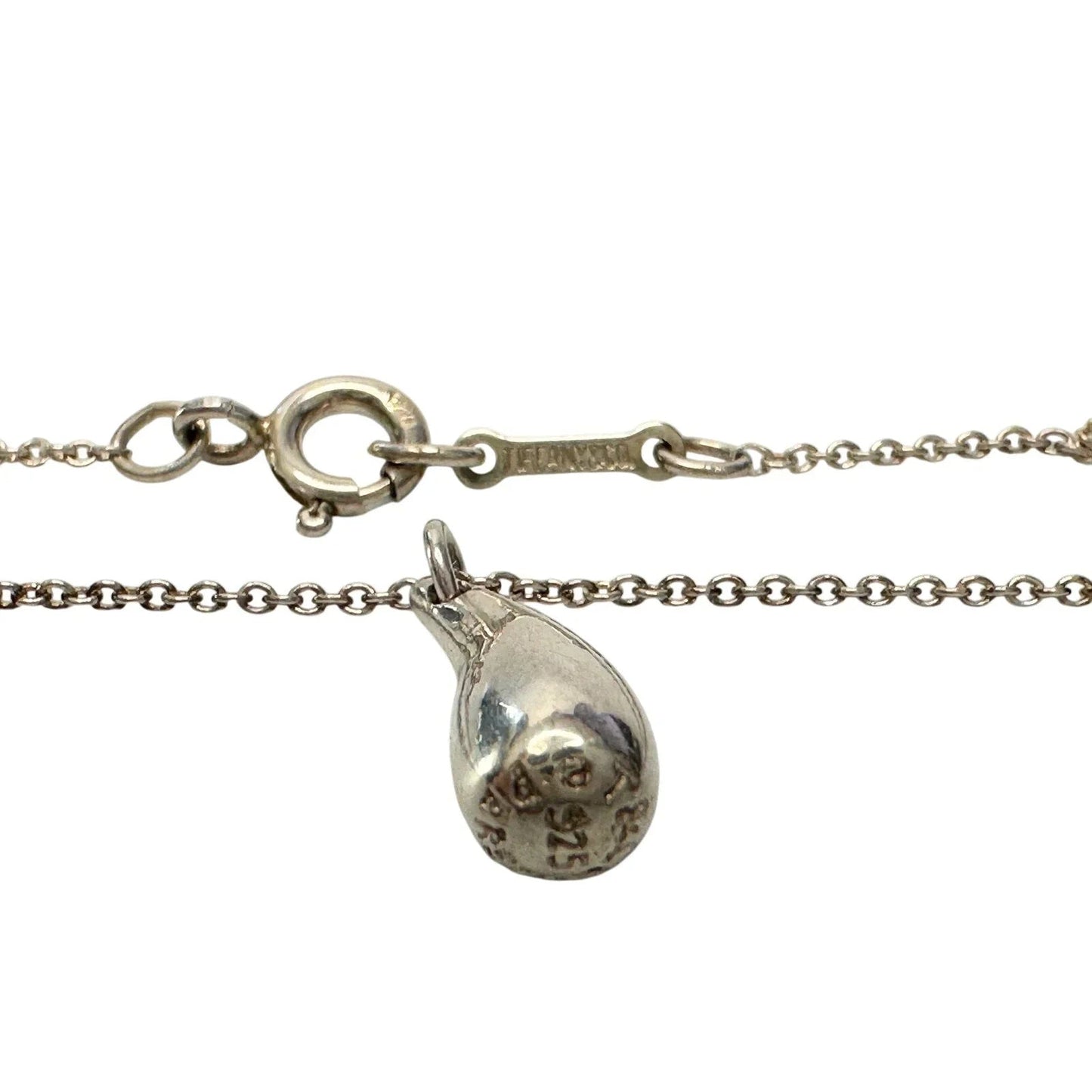 Tiffany and Co Elsa Peretti Small Teardrop Pendant Necklace in Sterling Silver 16.5" Chain - Tiffany & Co. - Designer Necklace - A+ Stuff