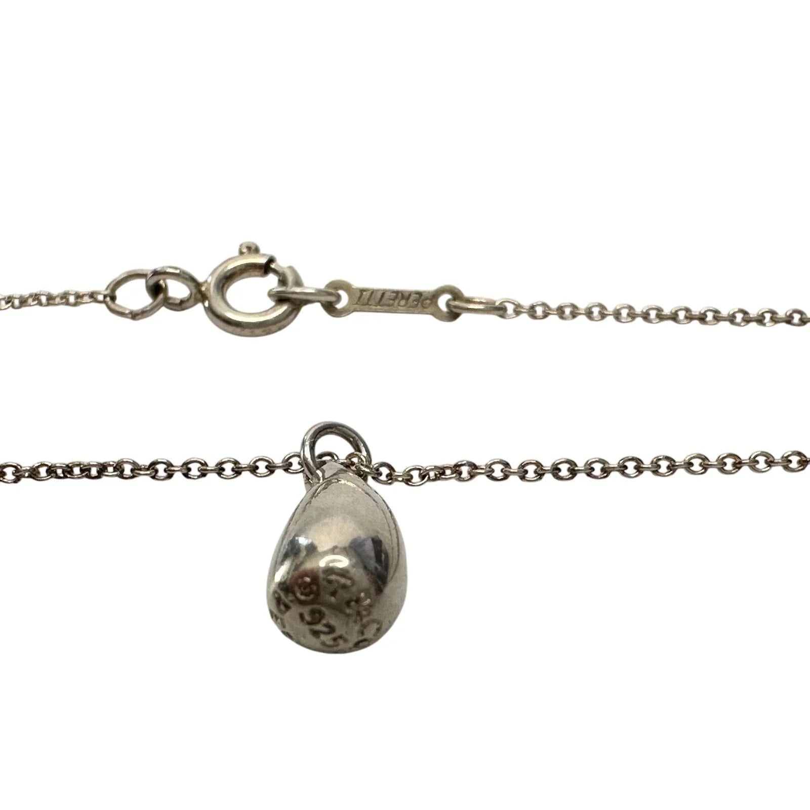 Tiffany and Co Elsa Peretti Small Teardrop Pendant Necklace in Sterling Silver 16.5" Chain - Tiffany & Co. - Designer Necklace - A+ Stuff