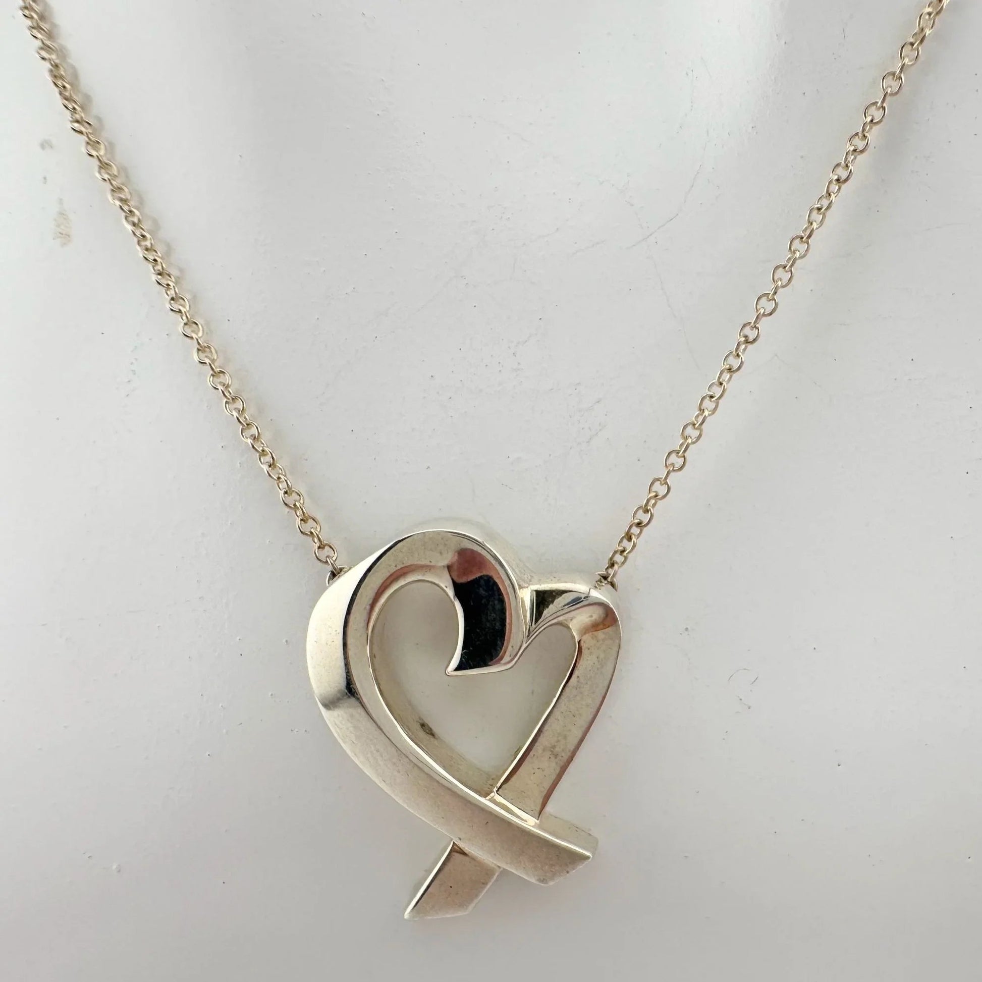 Tiffany and Co Paloma Picasso Medium Loving Heart Pendant Necklace in Sterling - Tiffany and Co - Luxury Item - A+ Stuff