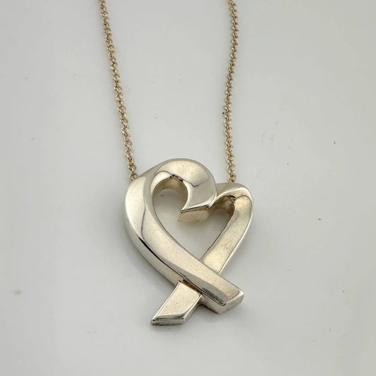 Tiffany and Co Paloma Picasso Medium Loving Heart Pendant Necklace in Sterling - Tiffany and Co - Luxury Item - A+ Stuff